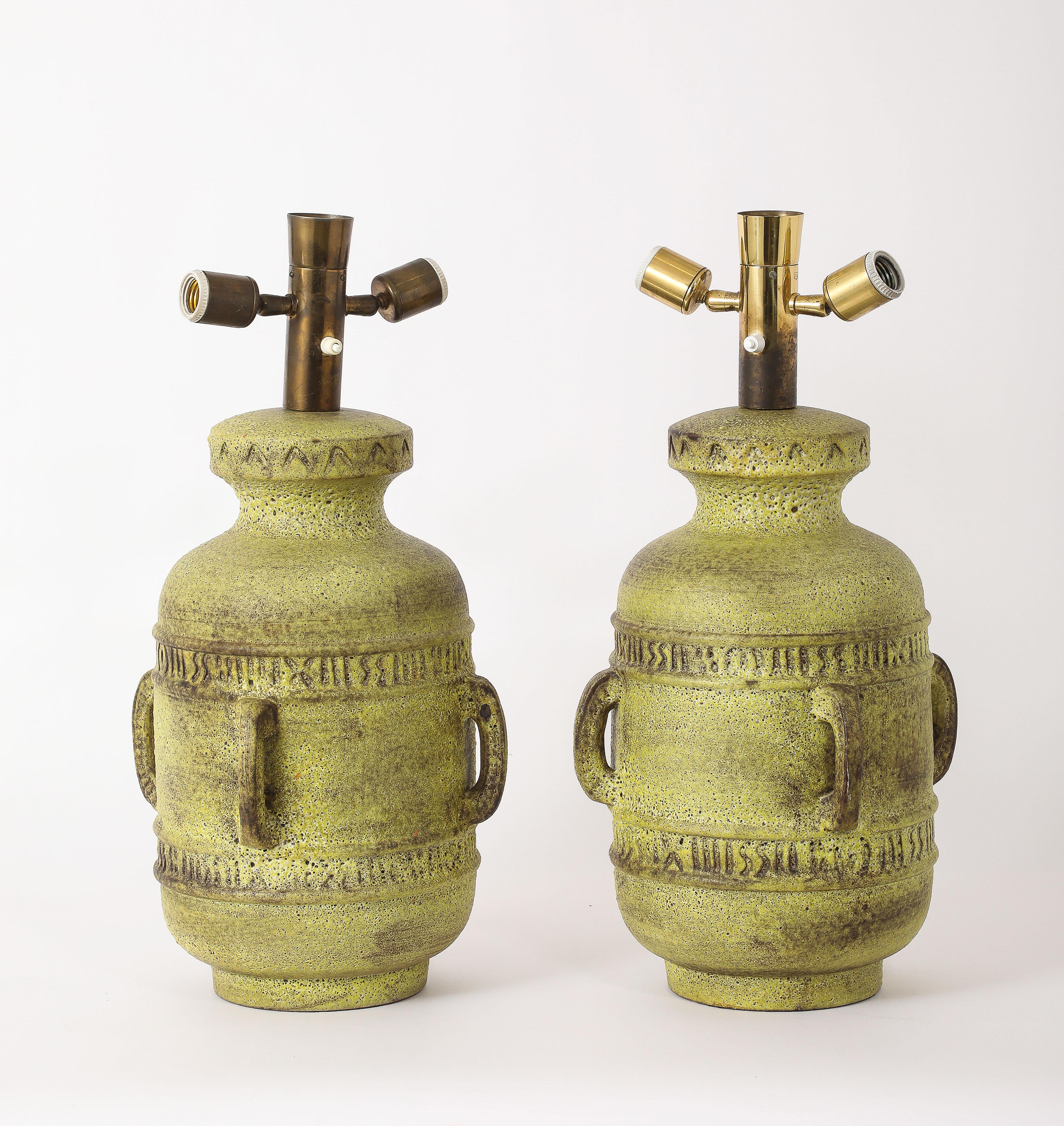 Large Aldo Londi Pottery Studio Lamps, Italy 1960's For Sale 1