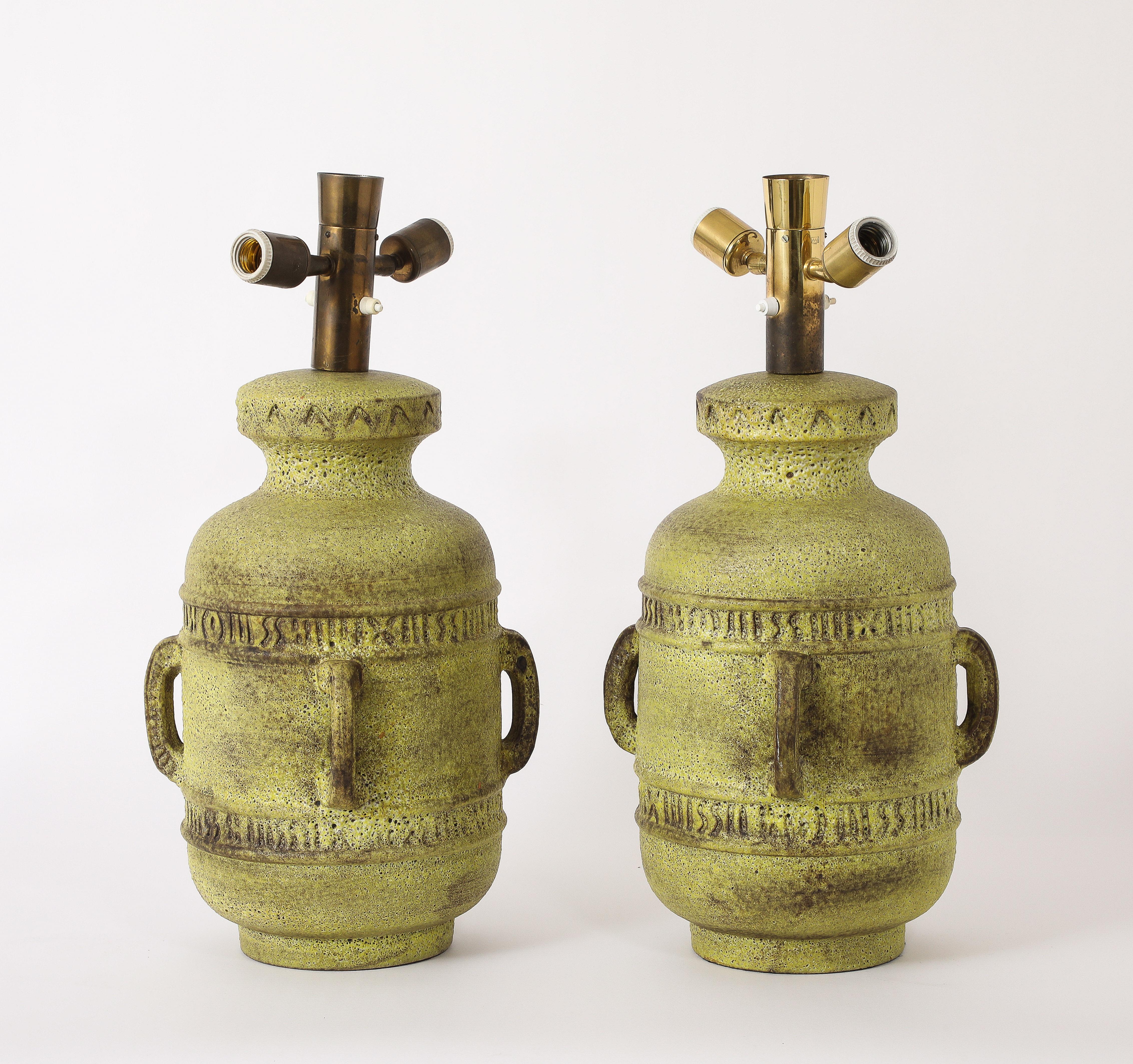 Large Aldo Londi Pottery Studio Lamps, Italy 1960's For Sale 2