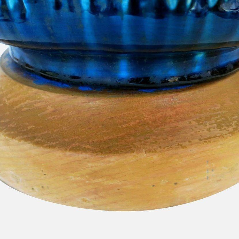 Große blaue Rimini-Kunstkeramik-Lampe im Aldo Londi-Stil im Zustand „Hervorragend“ im Angebot in Van Nuys, CA