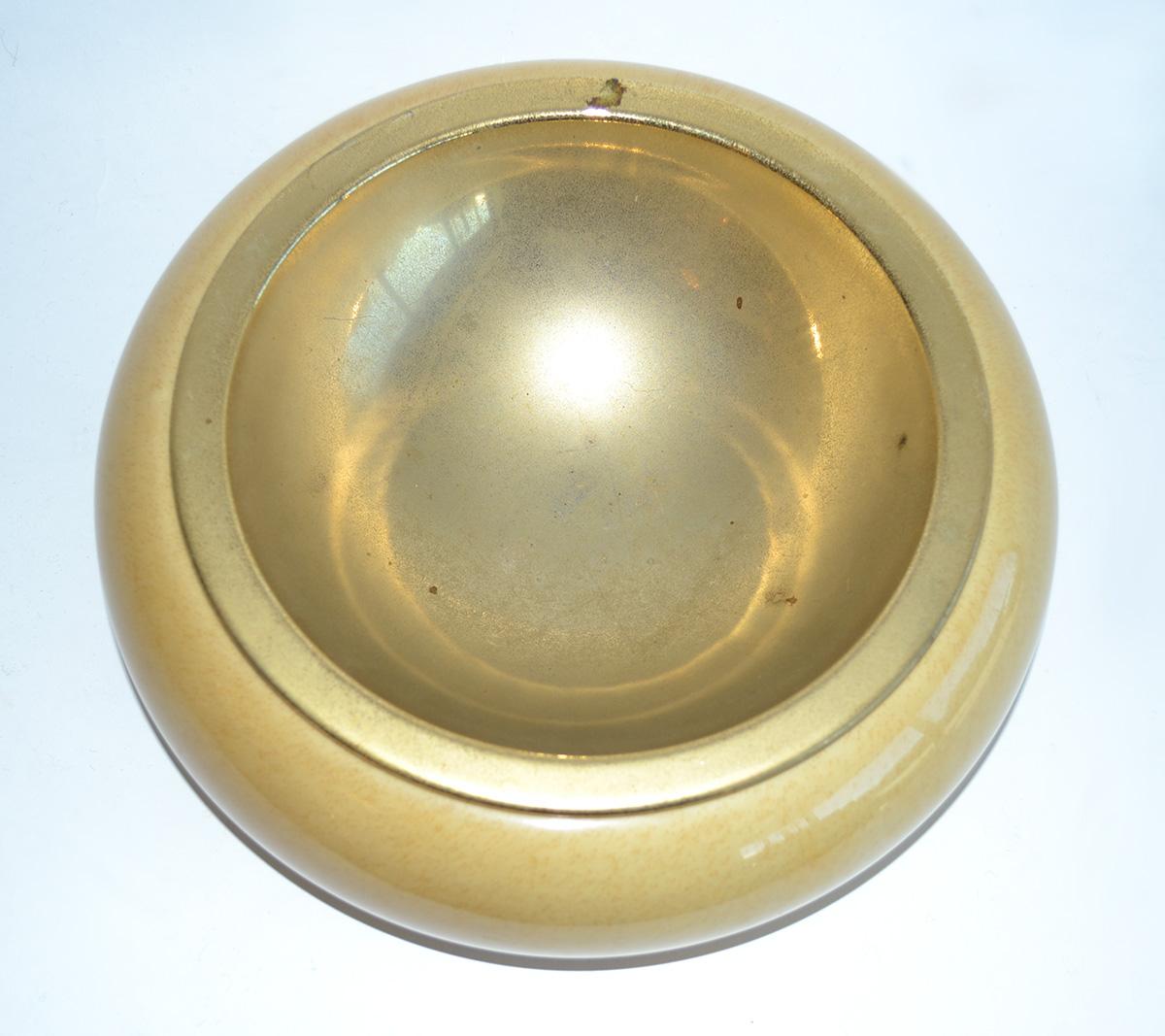 Italian Large Aldo Tura Goatskin and Brass Bowl or Vide Poche, Italy 1960's For Sale