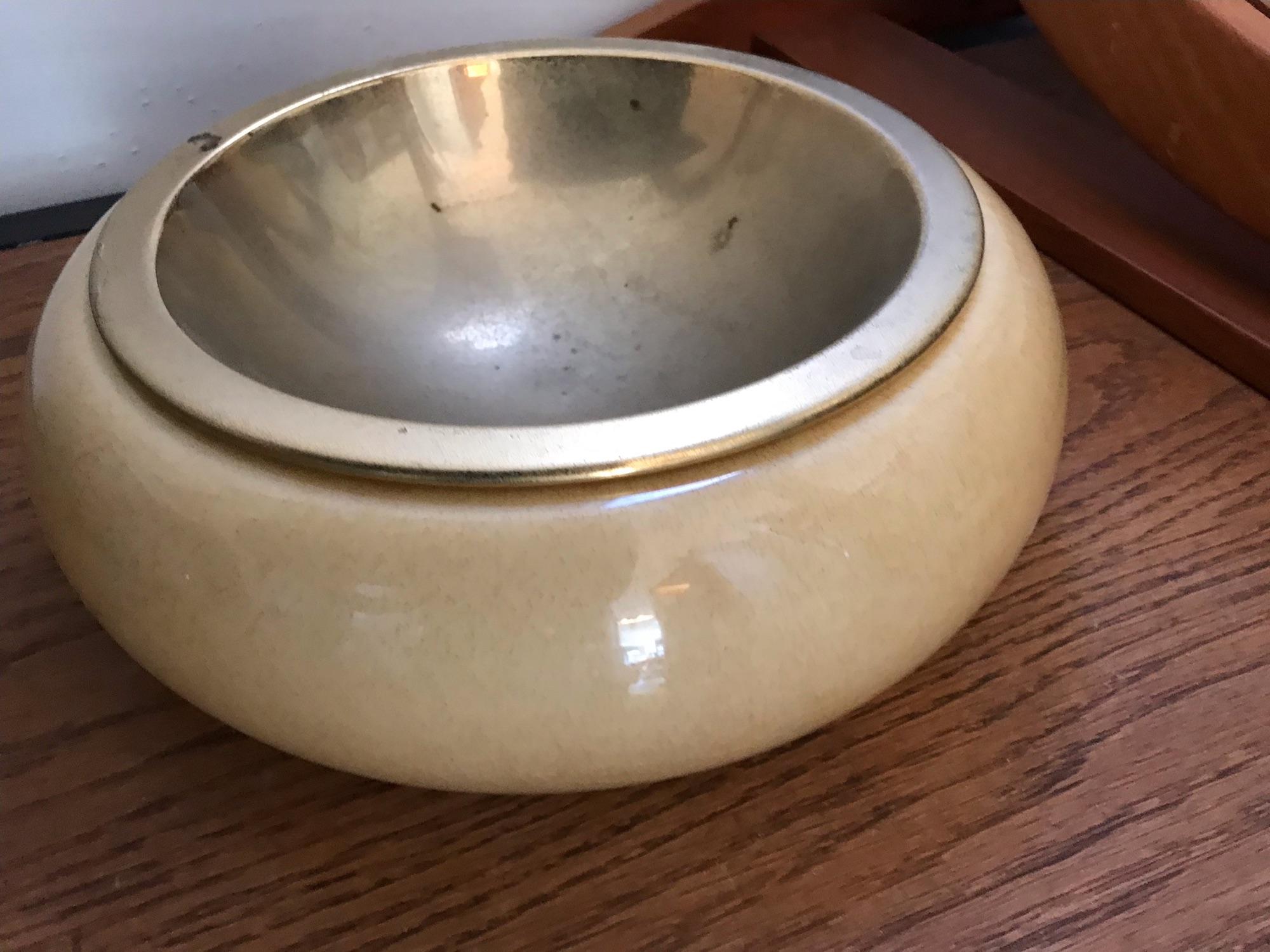 Large Aldo Tura Goatskin and Brass Bowl or Vide Poche, Italy 1960's For Sale 1