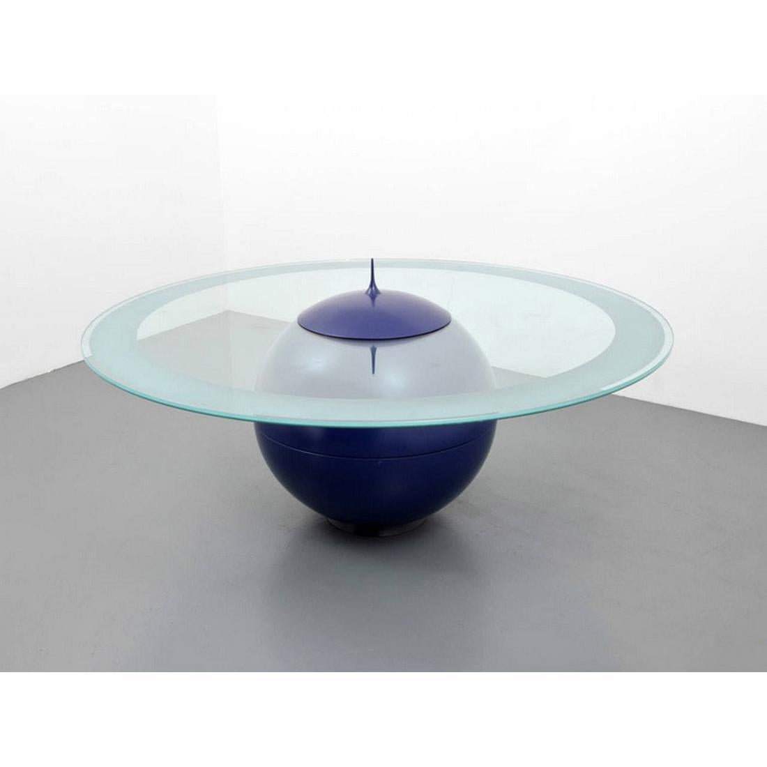 Artist/Designer: Alessandro Mendini (Italian, 1931-2019); Studio Alchimia

Additional Information: Dining or center hall table features a sand blasted etched circular top.

Marking(s); notes: no marking(s) apparent

Country of origin; materials: