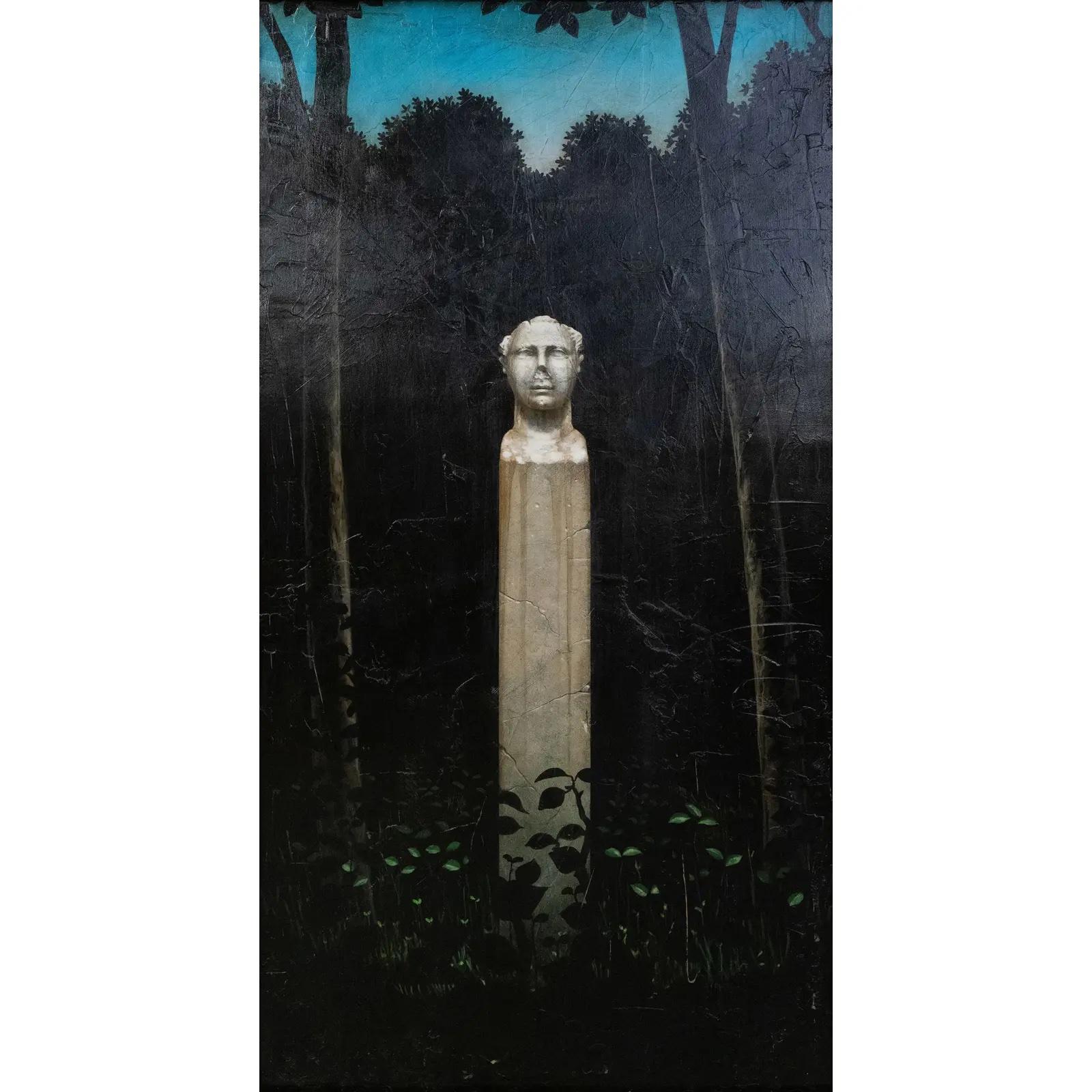 El Jardín de la Humanidad es una poderosa y evocadora pintura a gran escala del renombrado artista Alexander Mihaylovich (nacido en 1961). Creada en 1990 con óleo y acrílico sobre tabla, la obra está firmada en una etiqueta de papel pegada en el