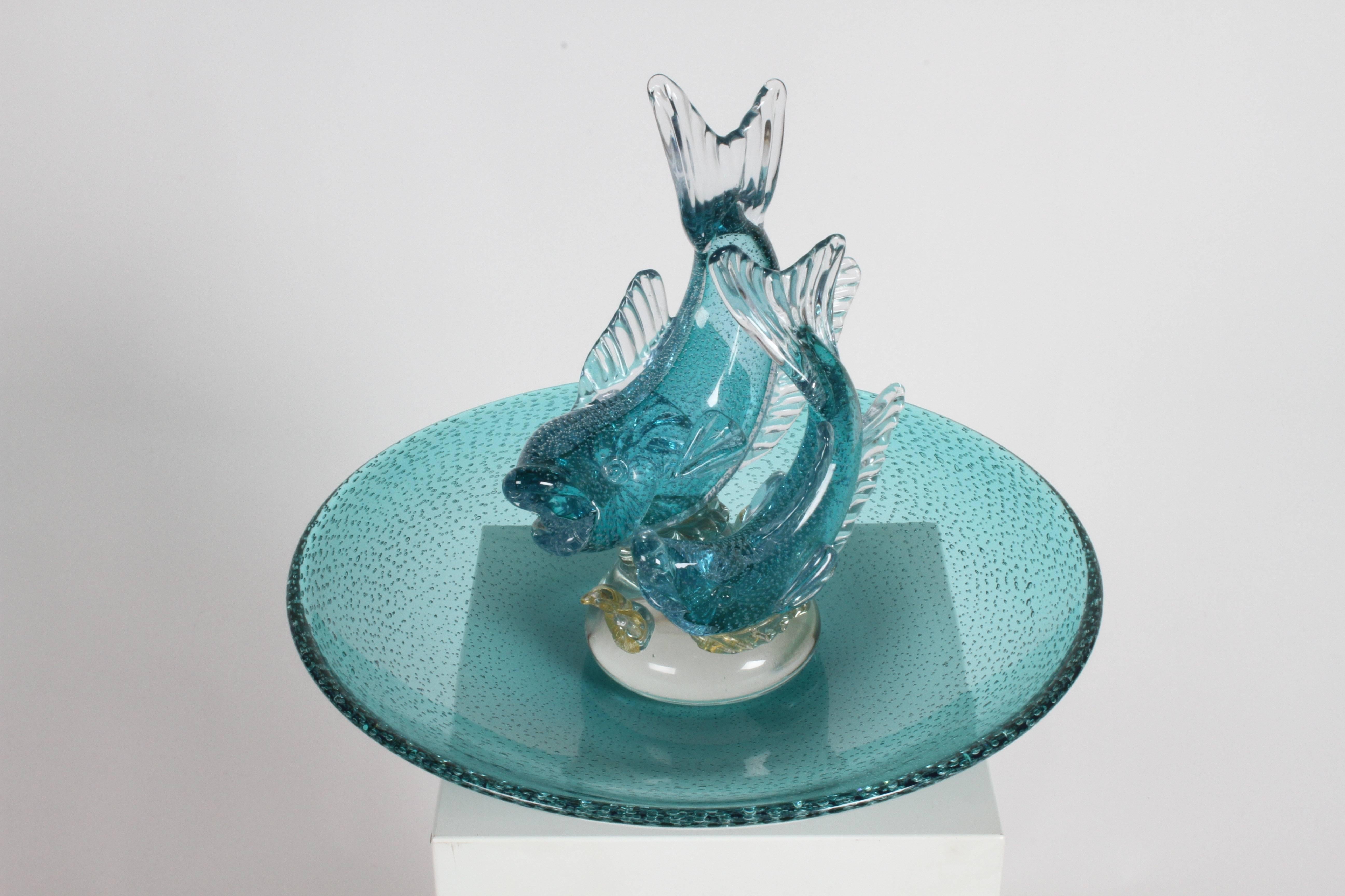 Large Alfredo Barbini Italian Glass Double Fish Centrepiece Platter For Sale 5