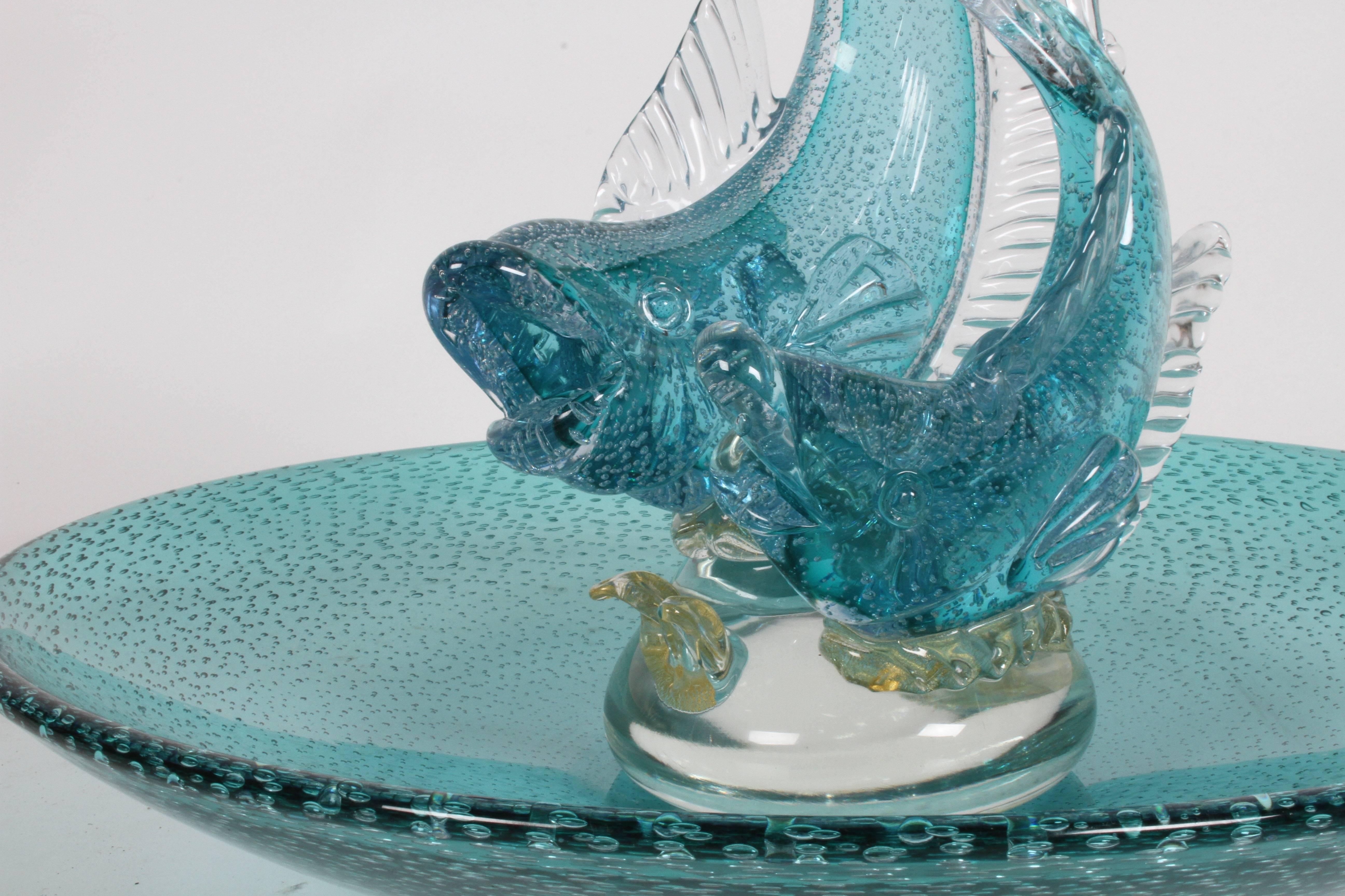 Large Alfredo Barbini Italian Glass Double Fish Centrepiece Platter For Sale 7