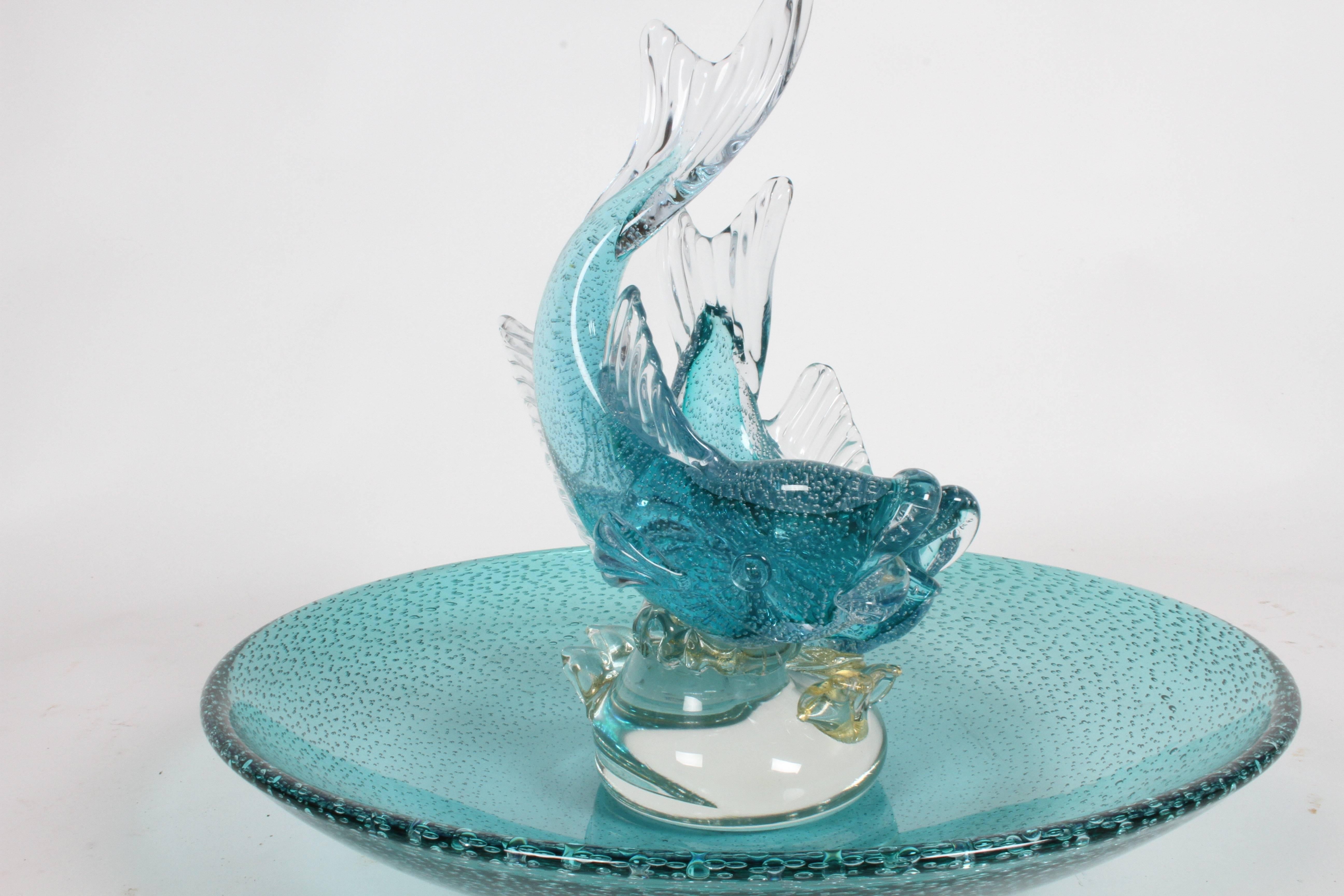 Large Alfredo Barbini Italian Glass Double Fish Centrepiece Platter For Sale 8
