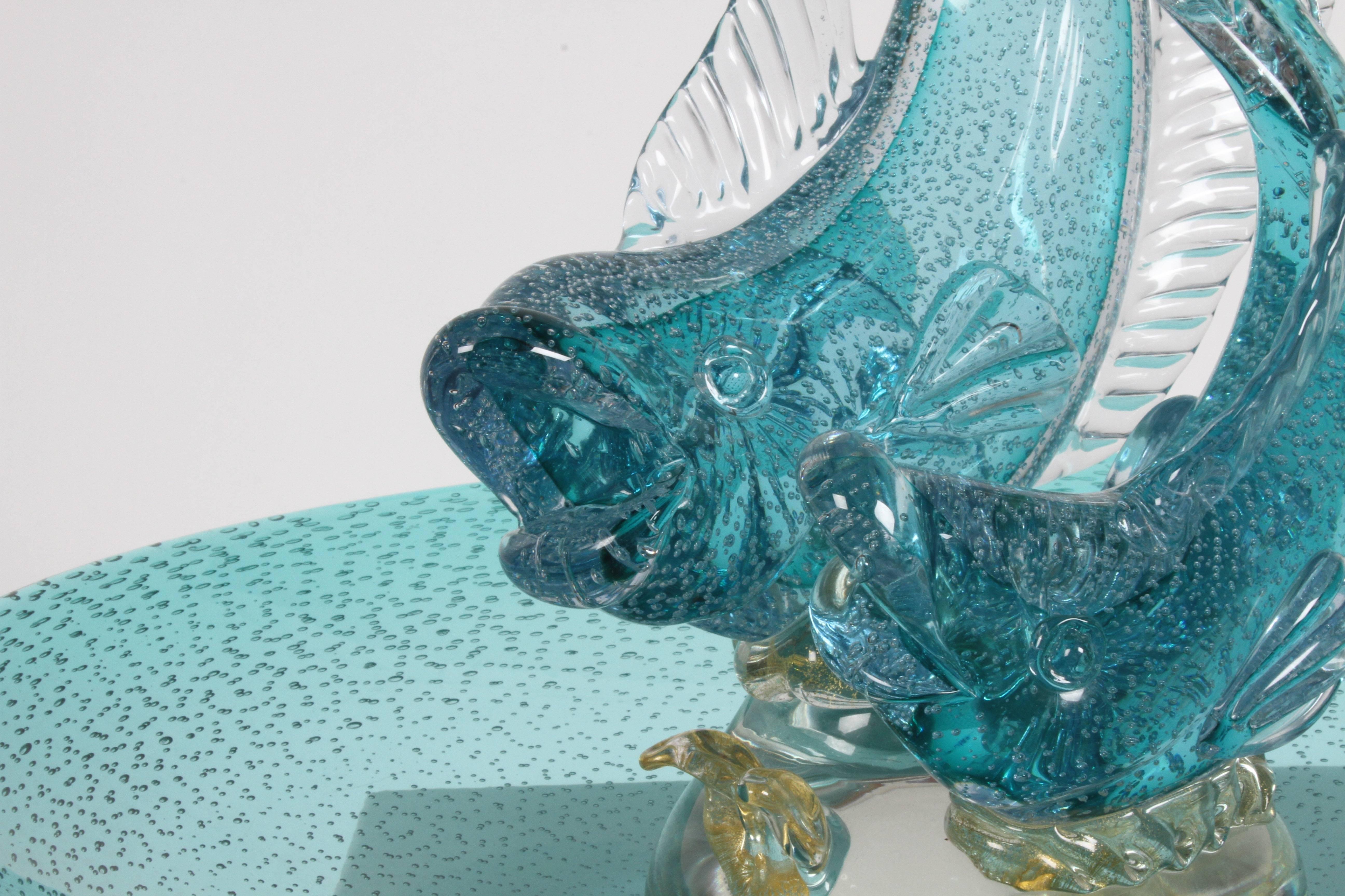 Large Alfredo Barbini Italian Glass Double Fish Centrepiece Platter For Sale 3