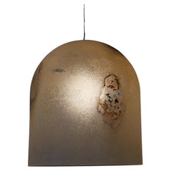 Large Alfredo Barbini “Scavo” Italian Glass Pendant Light