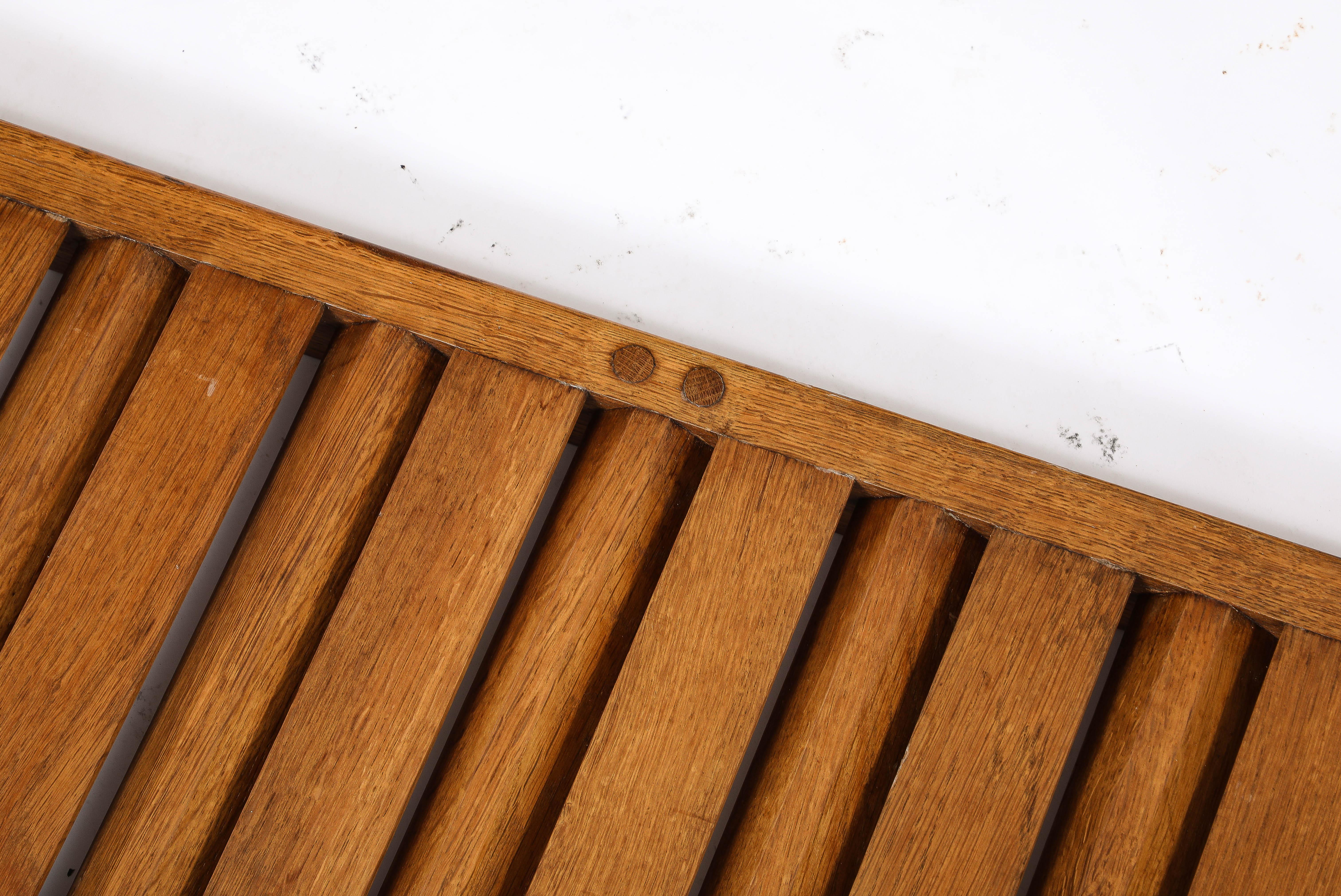 Large All Oak Headboard by Guillerme & Chambron - France 1970's For Sale 4