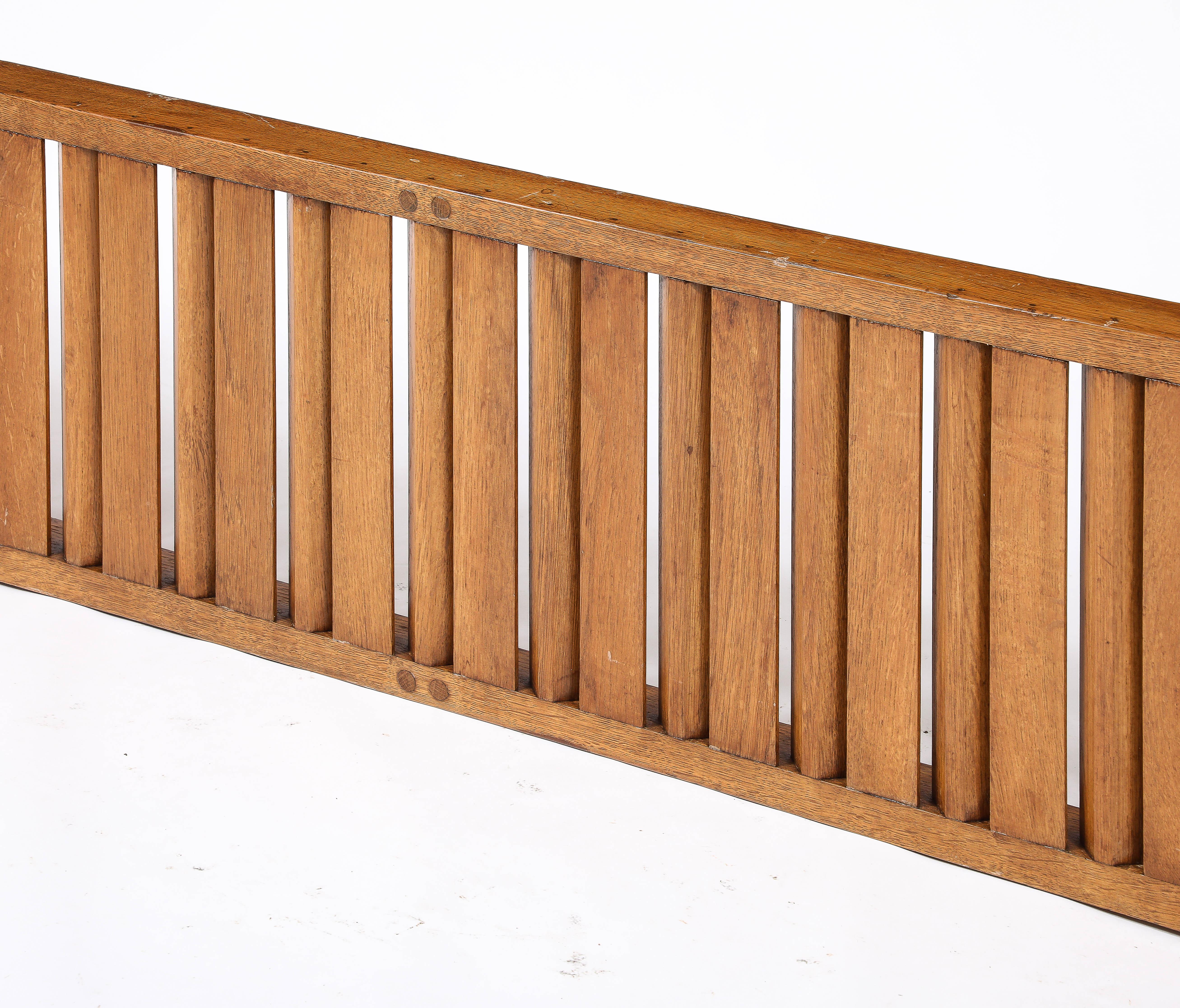 Large All Oak Headboard by Guillerme & Chambron - France 1970's In Good Condition For Sale In New York, NY