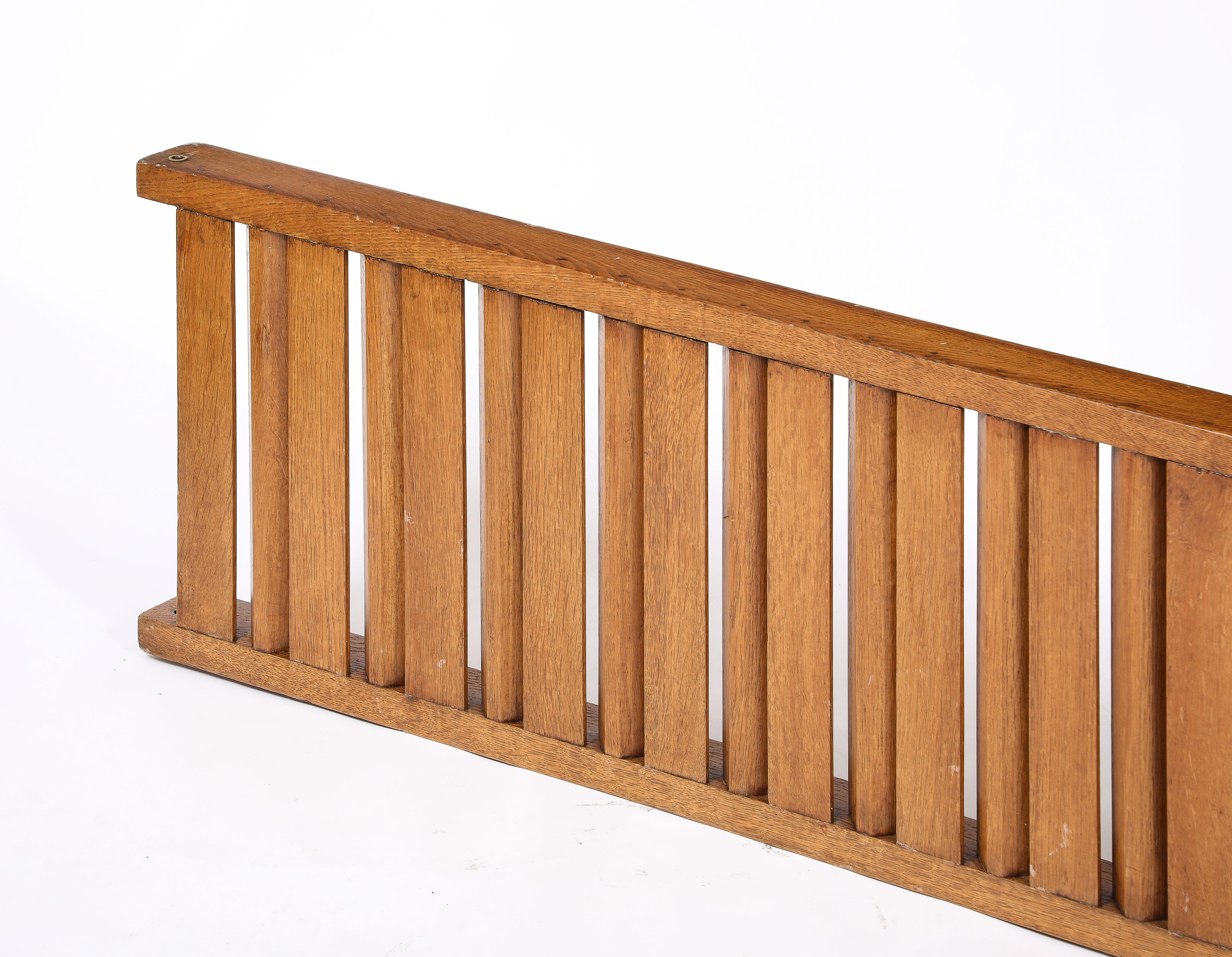 Mid-20th Century Large All Oak Headboard by Guillerme & Chambron - France 1970's For Sale