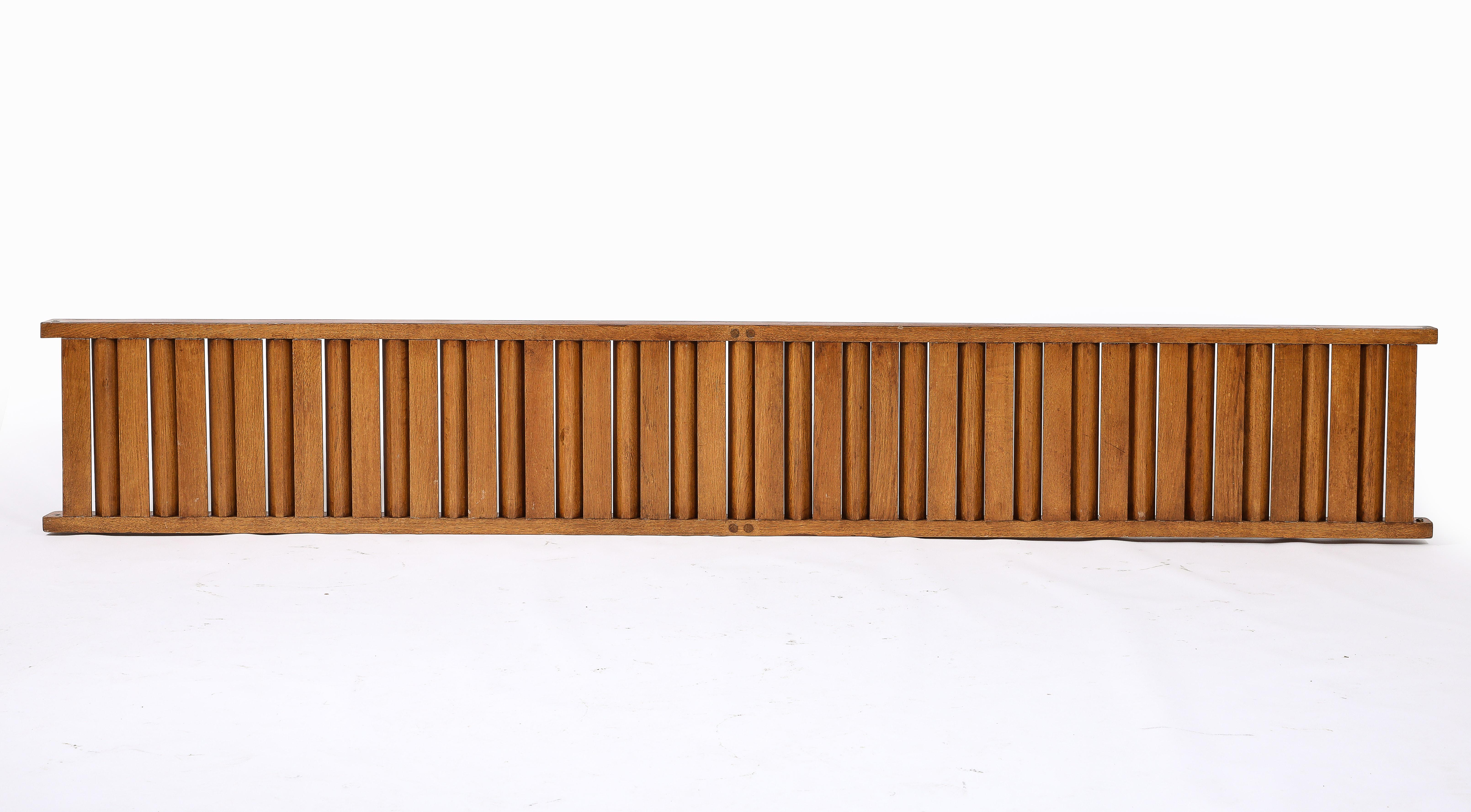Brass Large All Oak Headboard by Guillerme & Chambron - France 1970's For Sale