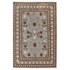 miss afghanistan 1973 Large All-Over Design Khotan Rug in Gray Background by Keivan Woven Arts