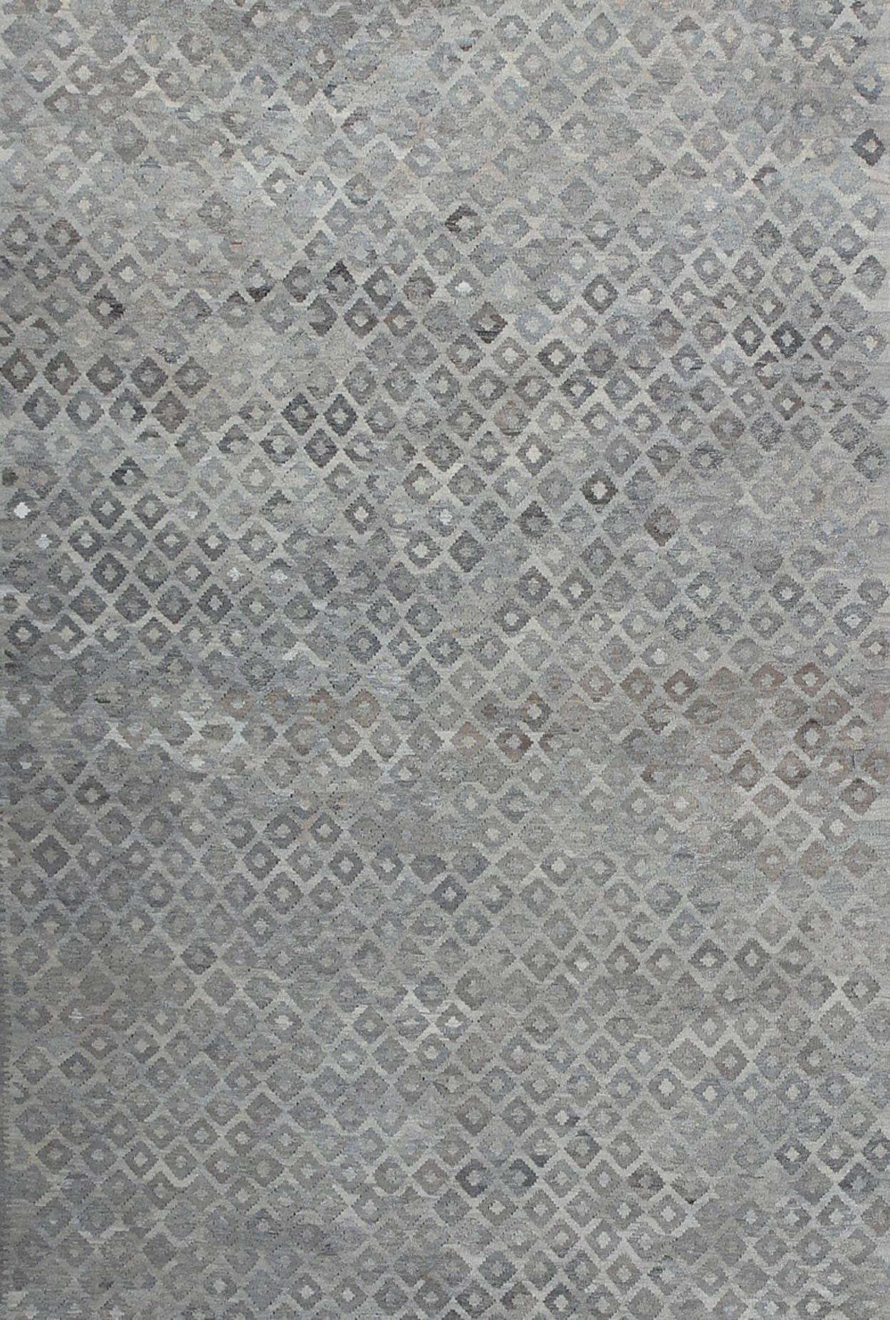 Hand-Woven Large All-Over Tribal Modern Kilim in Silvers and Browns For Sale