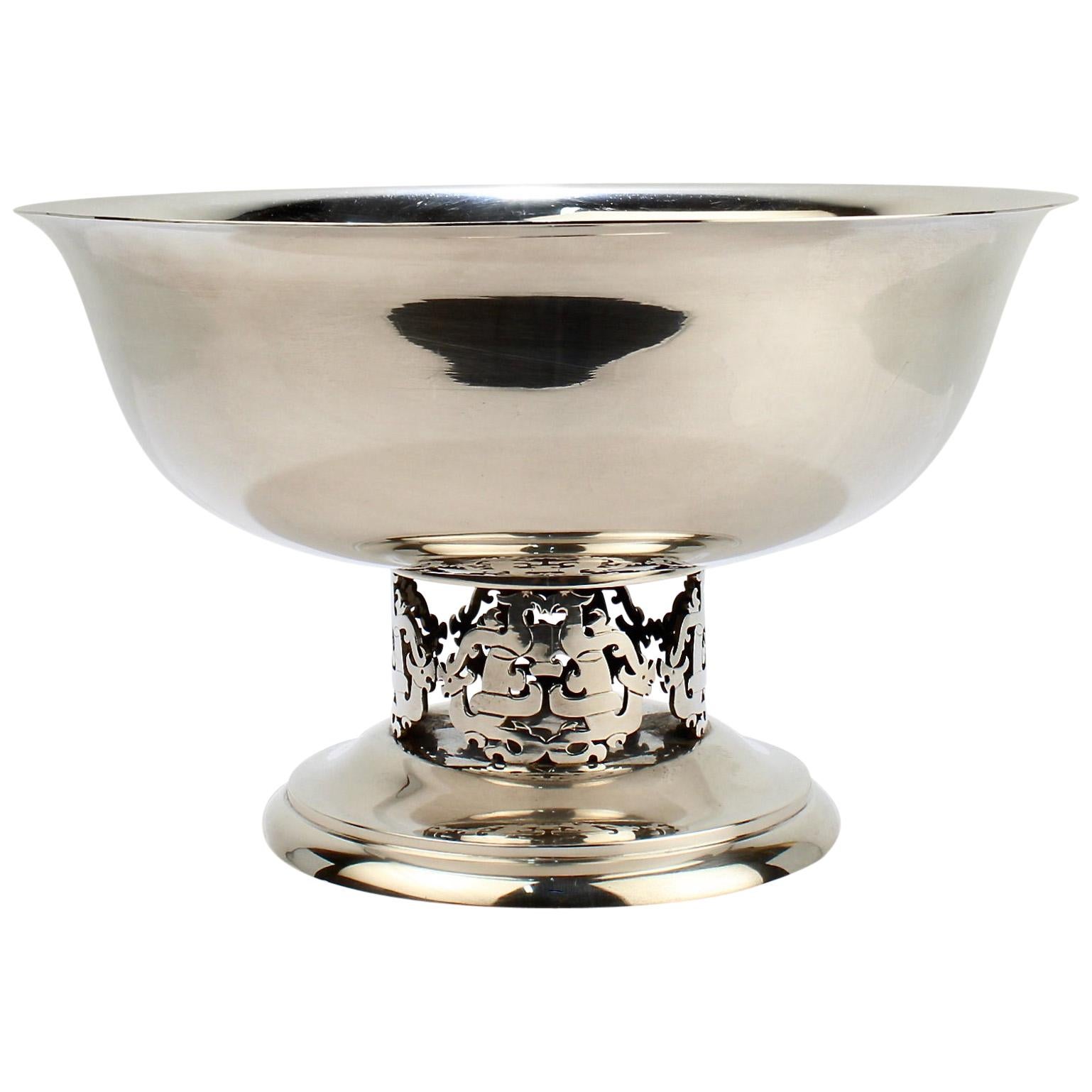 Large Allan Adler Mid-Century Modern Chinese Style Sterling Silver Punch Bowl