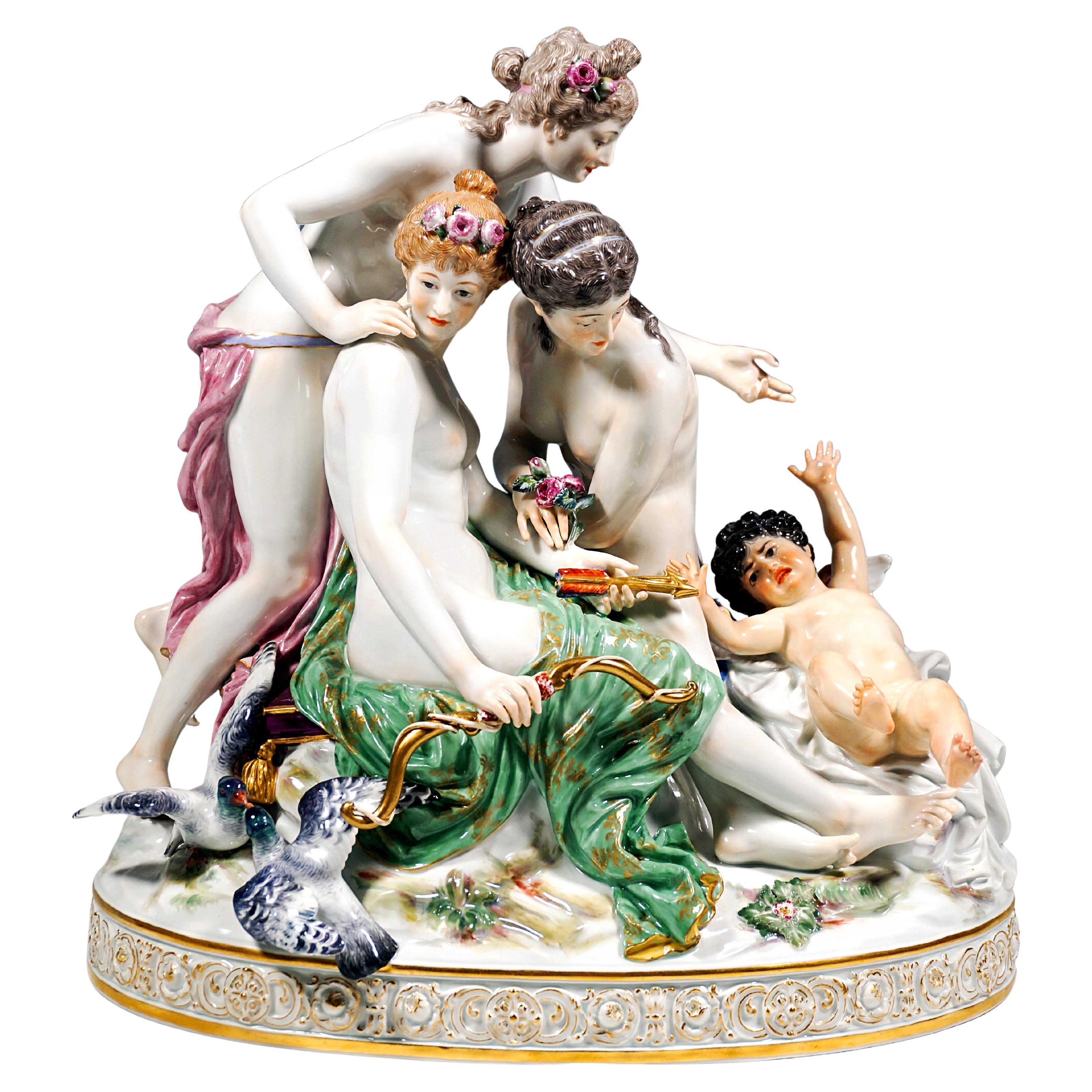 Large Allegorical Group, The Disarming Of Cupid, E. Andresen, Meissen, Ca. 1890