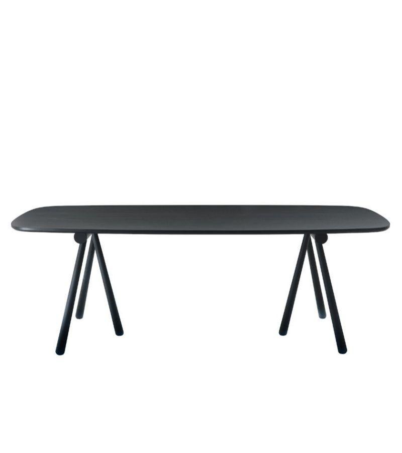 Large Altay table by Patricia Urquiola
Materials: Trestle base in solid natural ash or black. Top in natural or black ash veneer
Technique: Lacquered and black stained or natural wood. 
Dimensions: D 95 x W 240 x H 74 cm
Also available in black