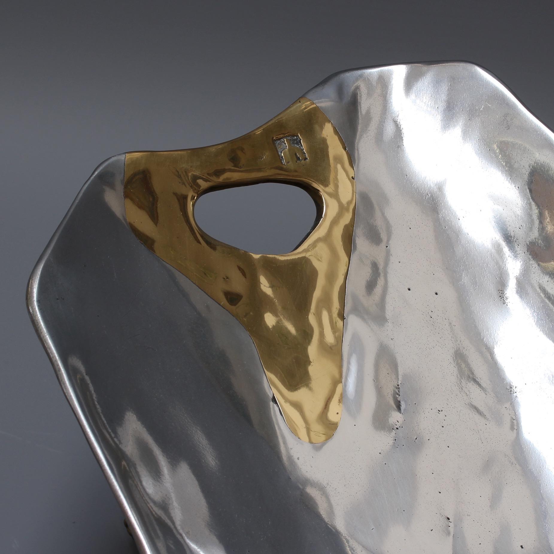 Large Aluminium and Brass Brutalist Style Tray by David Marshall, circa 1970s 2