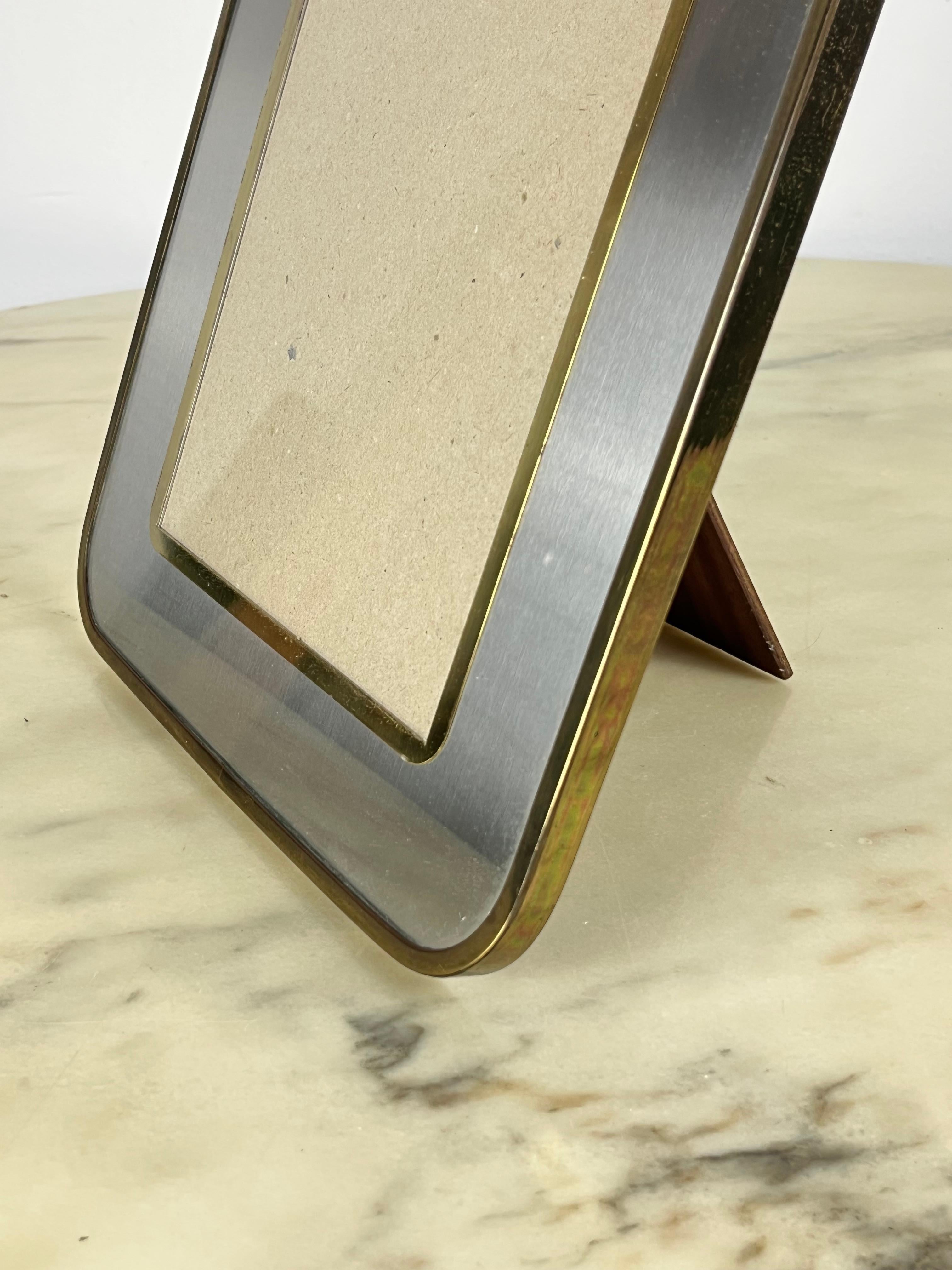 Other Large Aluminum and Brass Photo Frame, Italy, 1970s For Sale