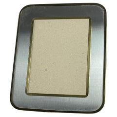 Retro Large Aluminum and Brass Photo Frame, Italy, 1970s