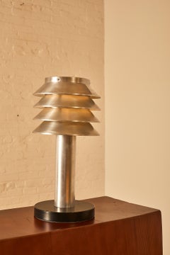 Large Aluminum Disc Table Lamp Attr to Hans Agne Jakobsson