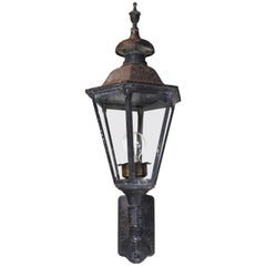 Large Aluminum Exterior Sconce with Six Paneled Glass
