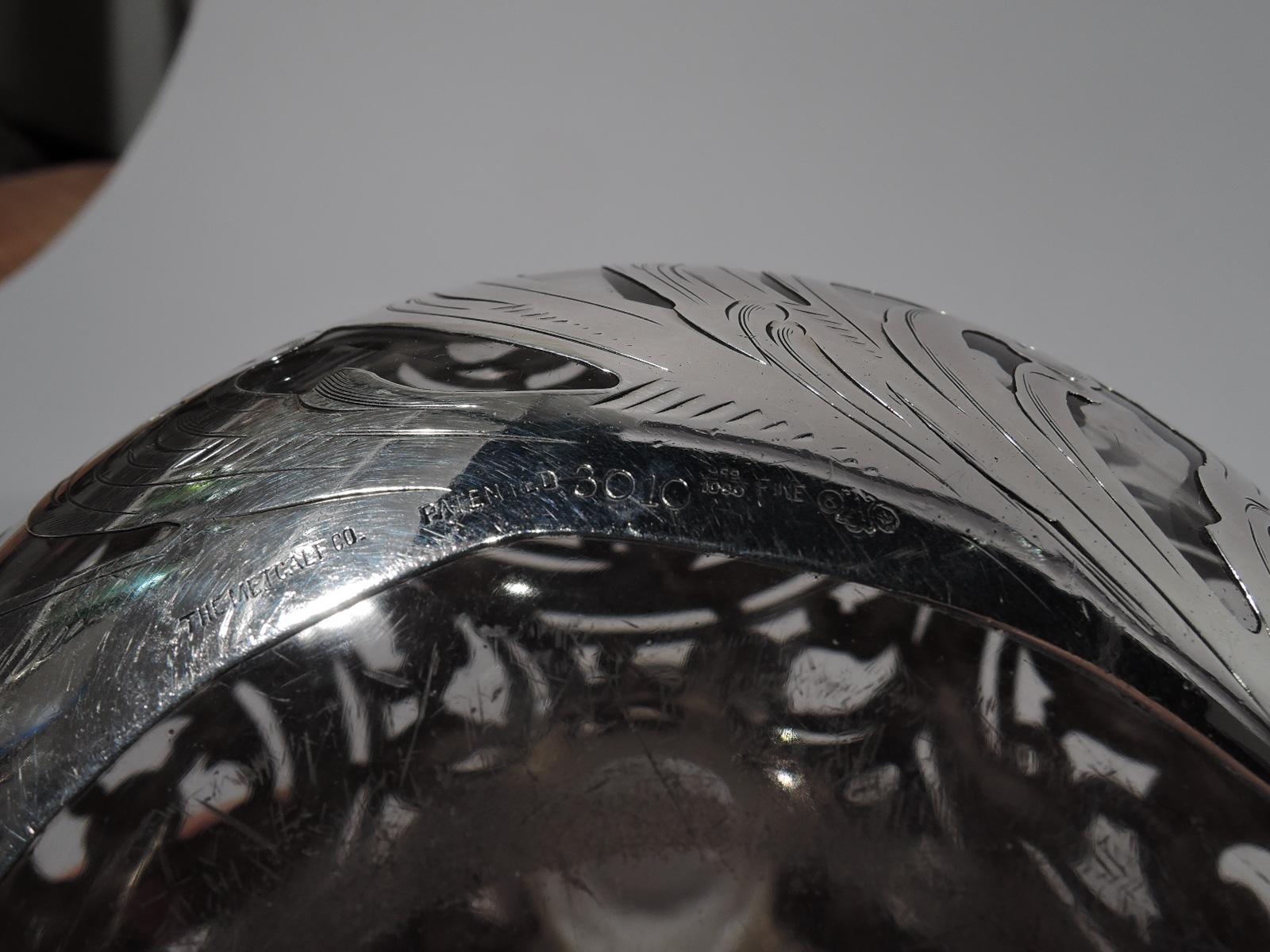 Large Alvin American Art Nouveau Silver Overlay Cologne Bottle 3