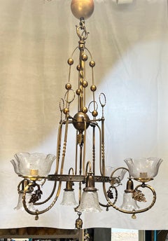 Large, Amazing, Converted Gas to Electric Brass Chandelier
