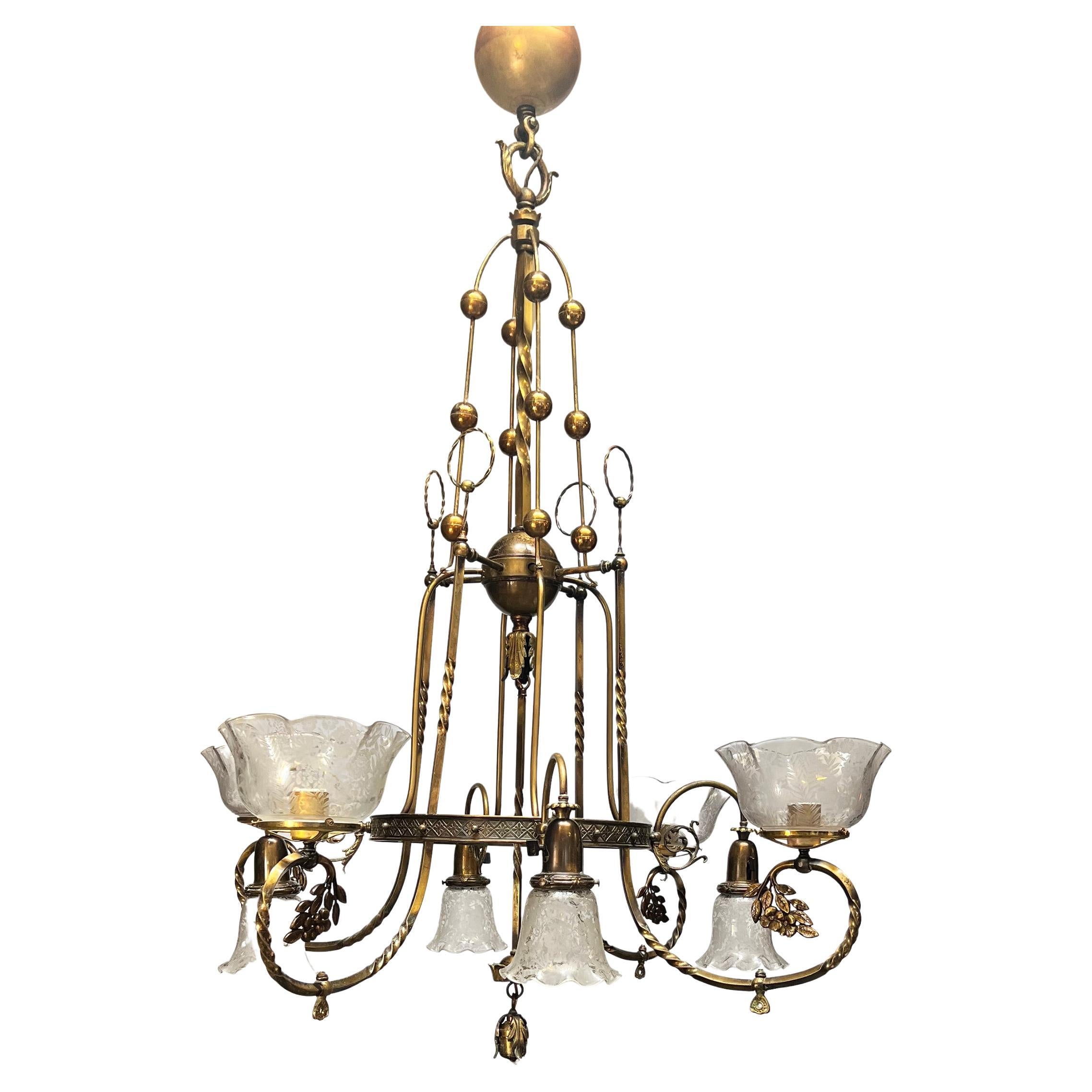 Large, Amazing, Converted Gas to Electric Brass Chandelier