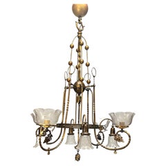 Retro Large, Amazing, Converted Gas to Electric Brass Chandelier