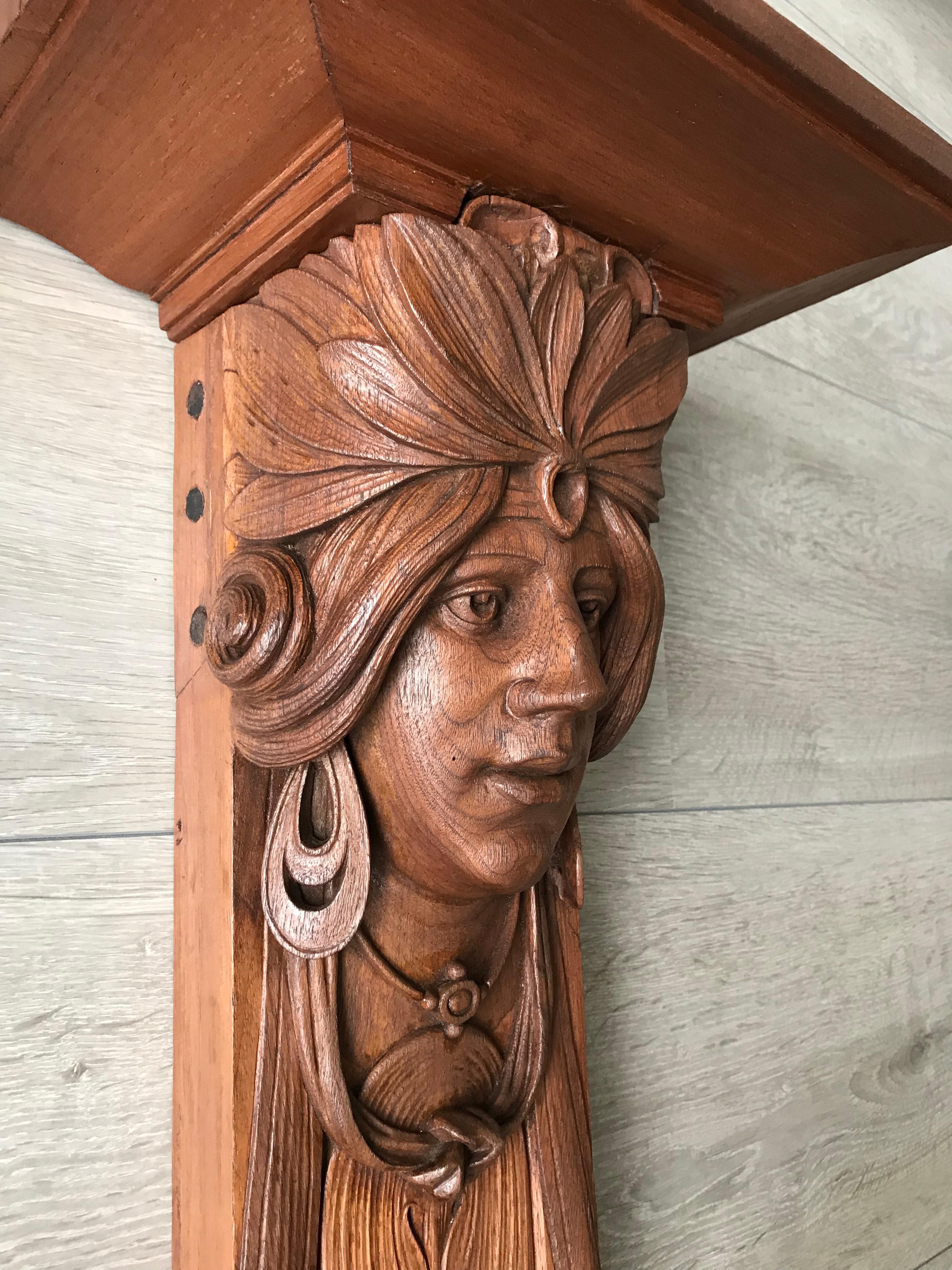 Nutwood Large and Amazing Pair of Art Nouveau Maharaja Sculpture Wall Brackets / Shelves For Sale