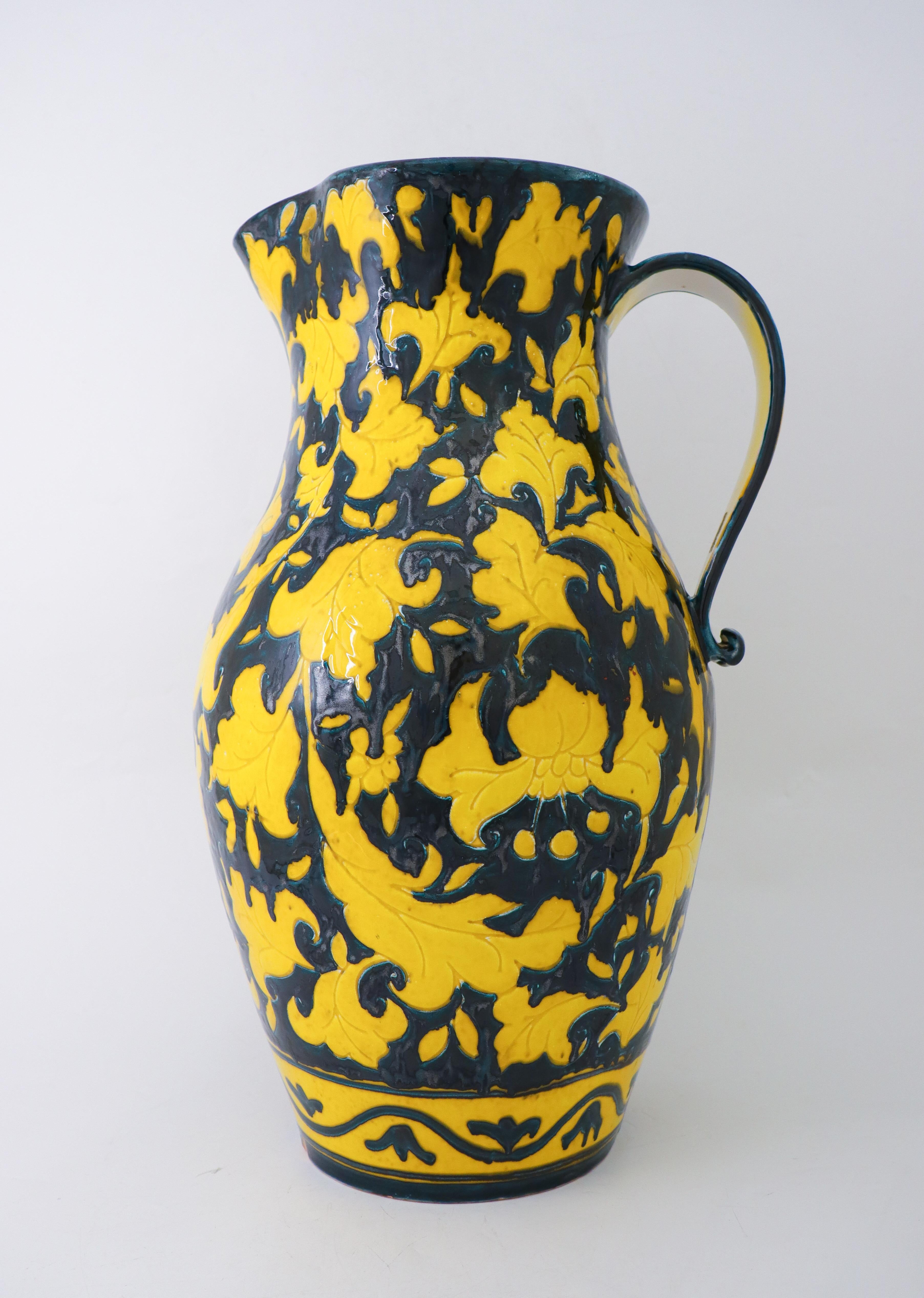 Swedish Large Amazing Yellow, ceramic Floor Pot / Jug - Italy  For Sale