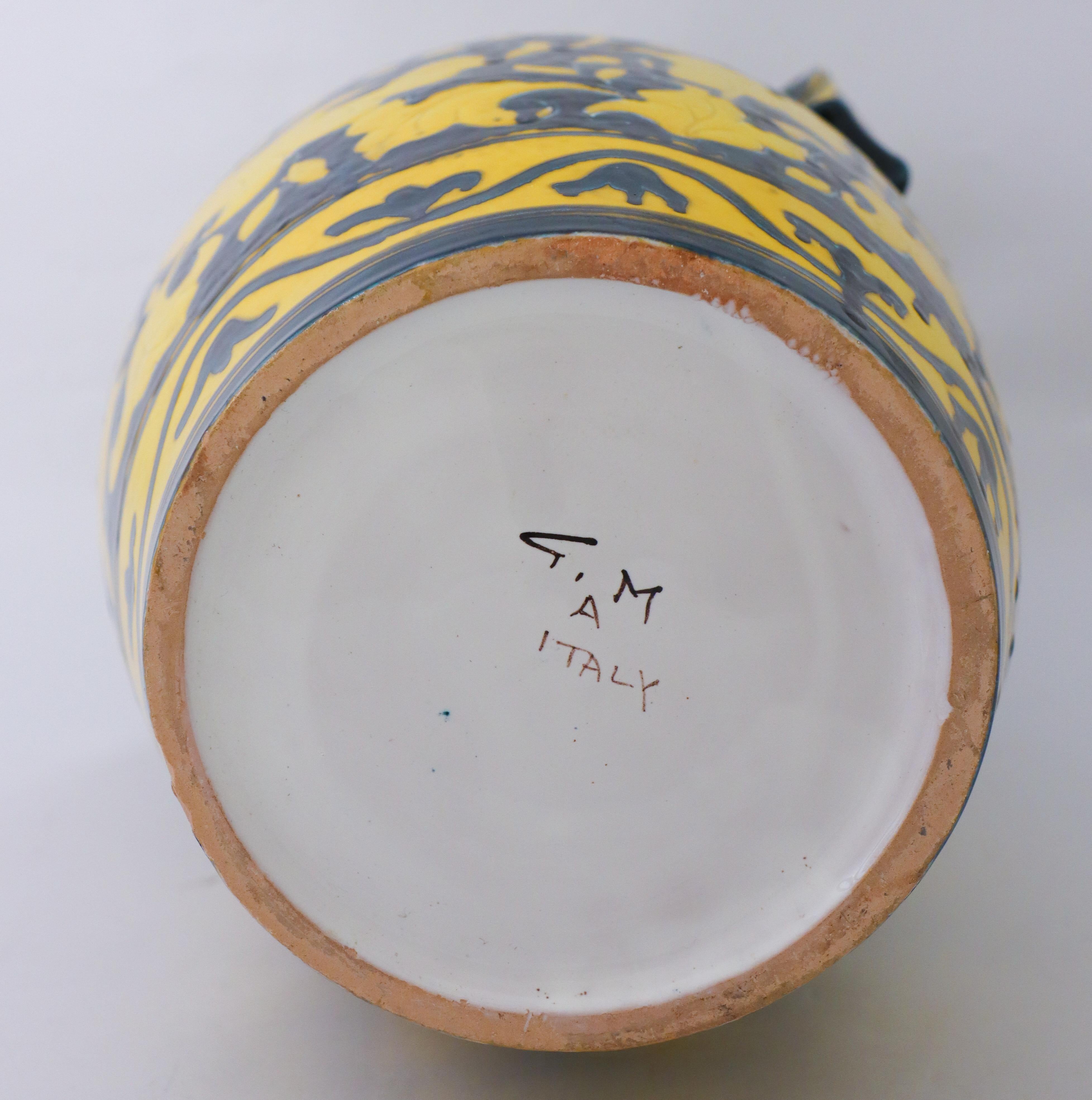 Stoneware Large Amazing Yellow, ceramic Floor Pot / Jug - Italy  For Sale