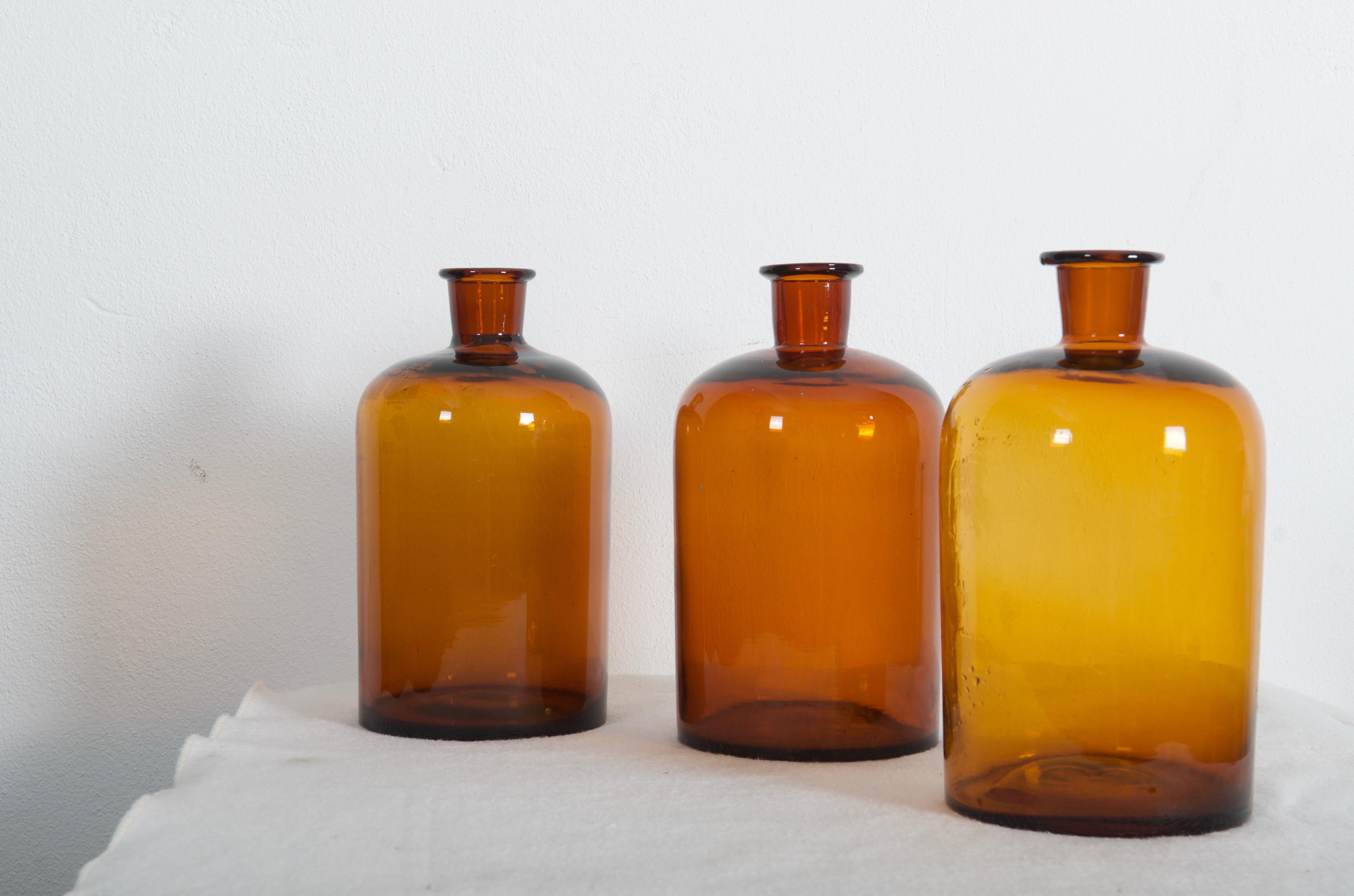 Large Square Apothecary Amber Bottle