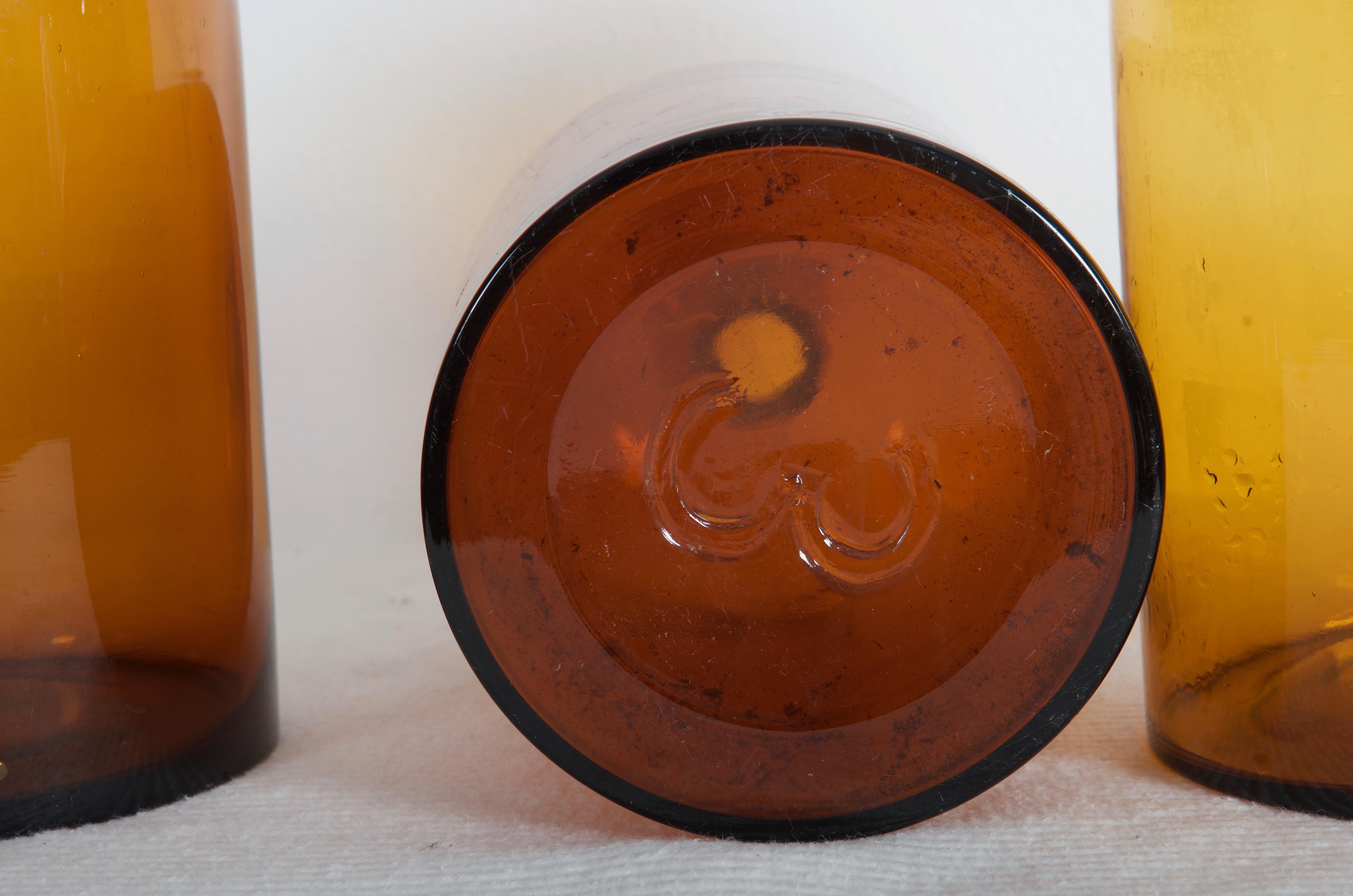 Bauhaus Large Amber Apothecary Glasses, Jars Bottles For Sale