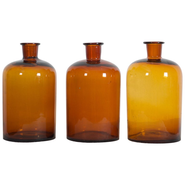 Large Amber Apothecary Glasses, Jars Bottles For Sale