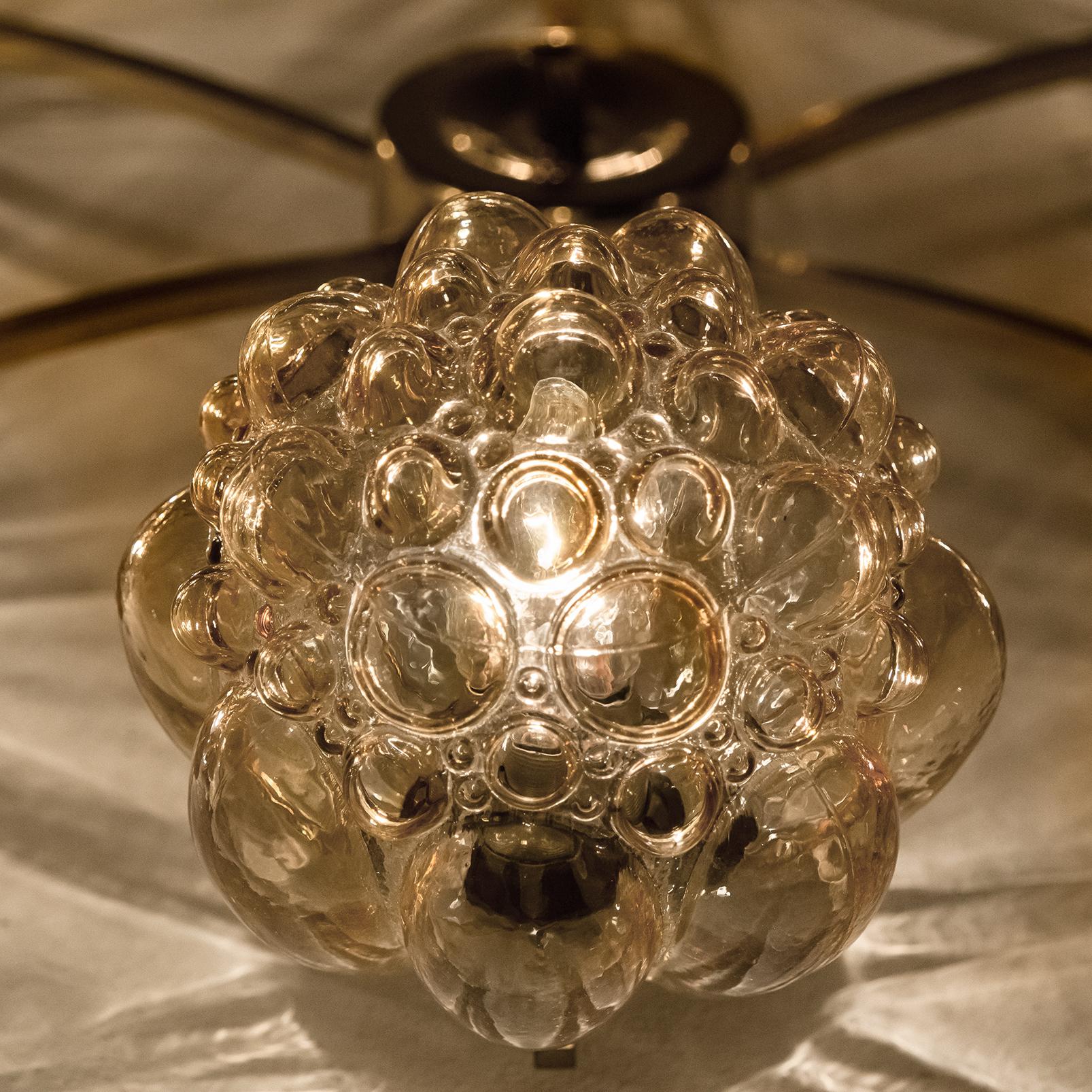 Large Amber Bubble Glass Chandelier Helena Tynell, 1960 For Sale 3