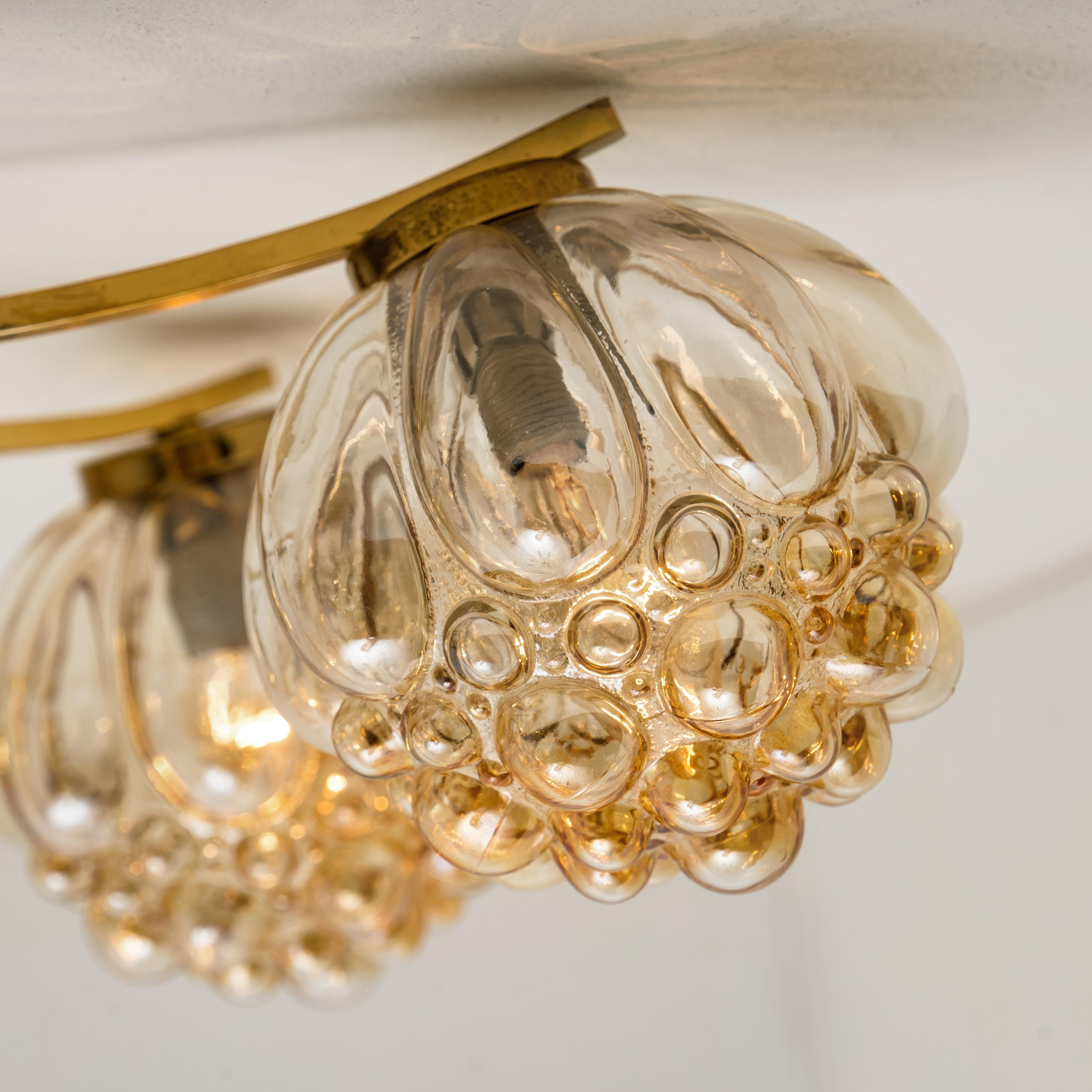 Large Amber Bubble Glass Chandelier Helena Tynell, 1960 For Sale 4