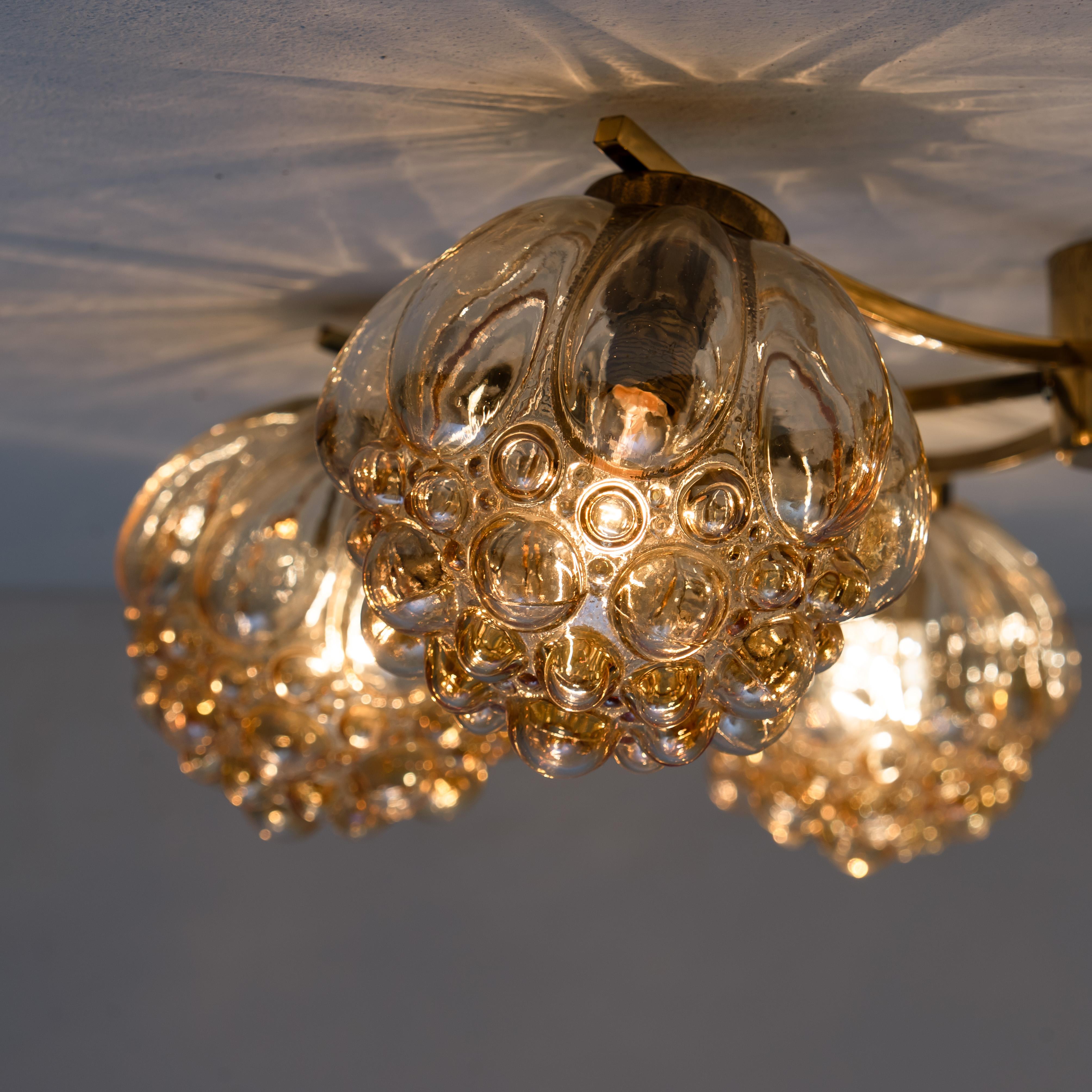 Large Amber Bubble Glass Chandelier Helena Tynell, 1960 For Sale 6