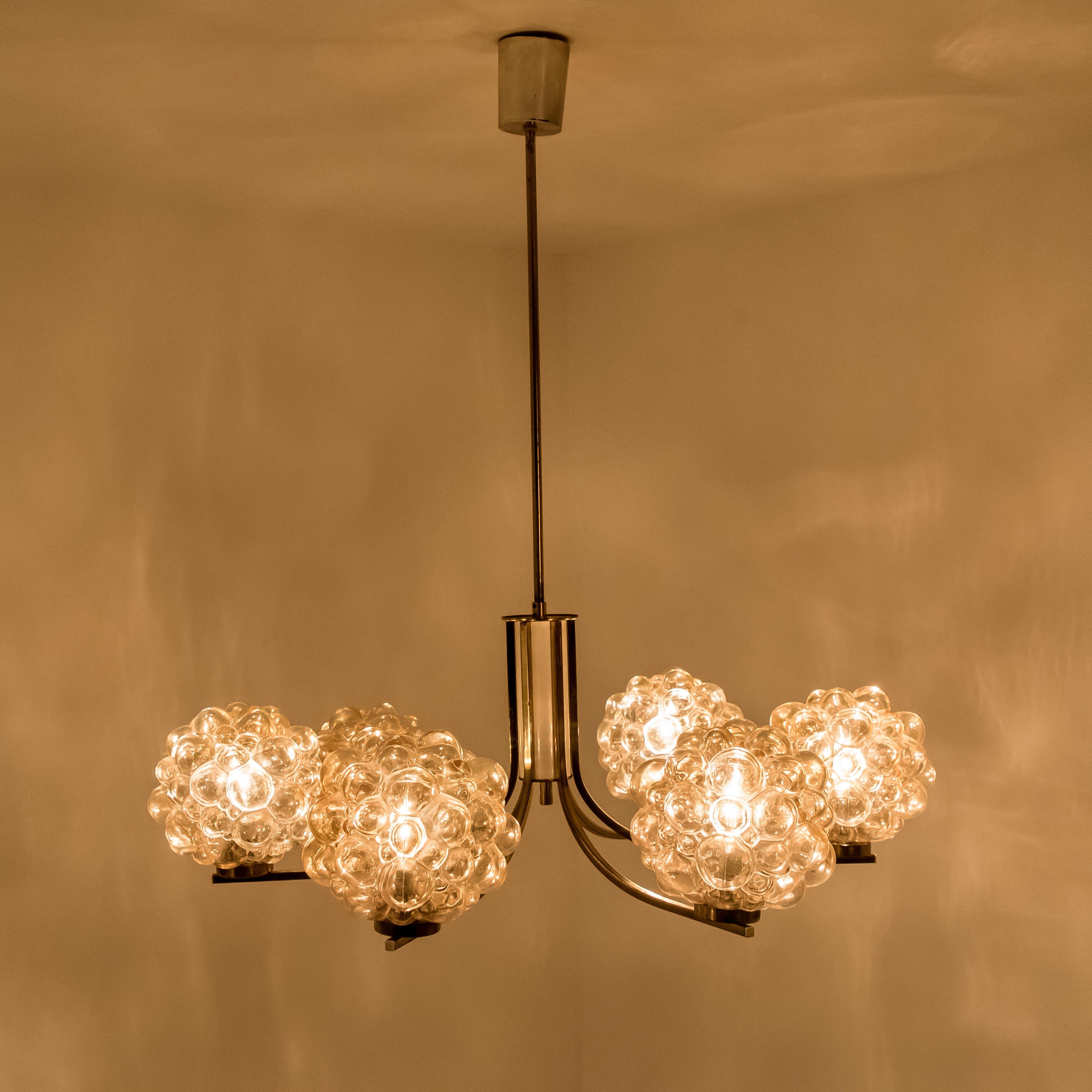 Large Amber Bubble Glass Chandelier Helena Tynell, 1960 In Good Condition In Rijssen, NL