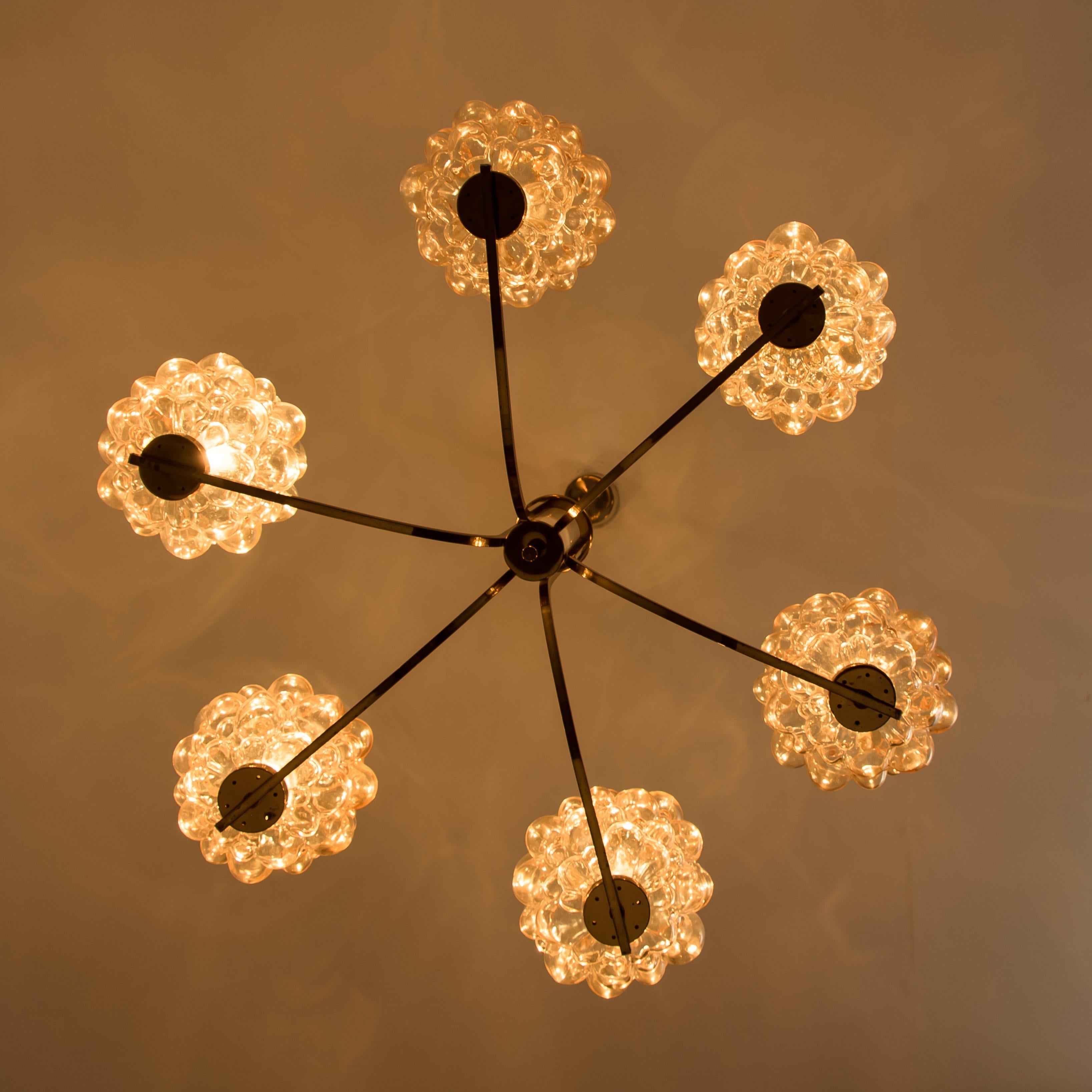 Large Amber Bubble Glass Chandelier Helena Tynell, 1960 2