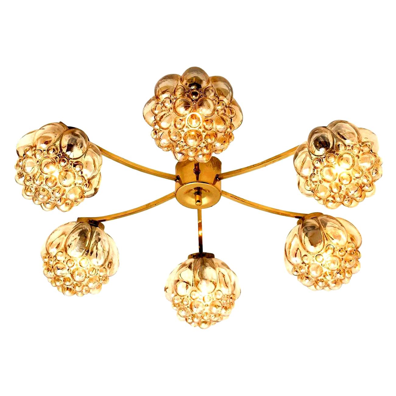 Large Amber Bubble Glass Chandelier Helena Tynell, 1960 For Sale at 1stDibs