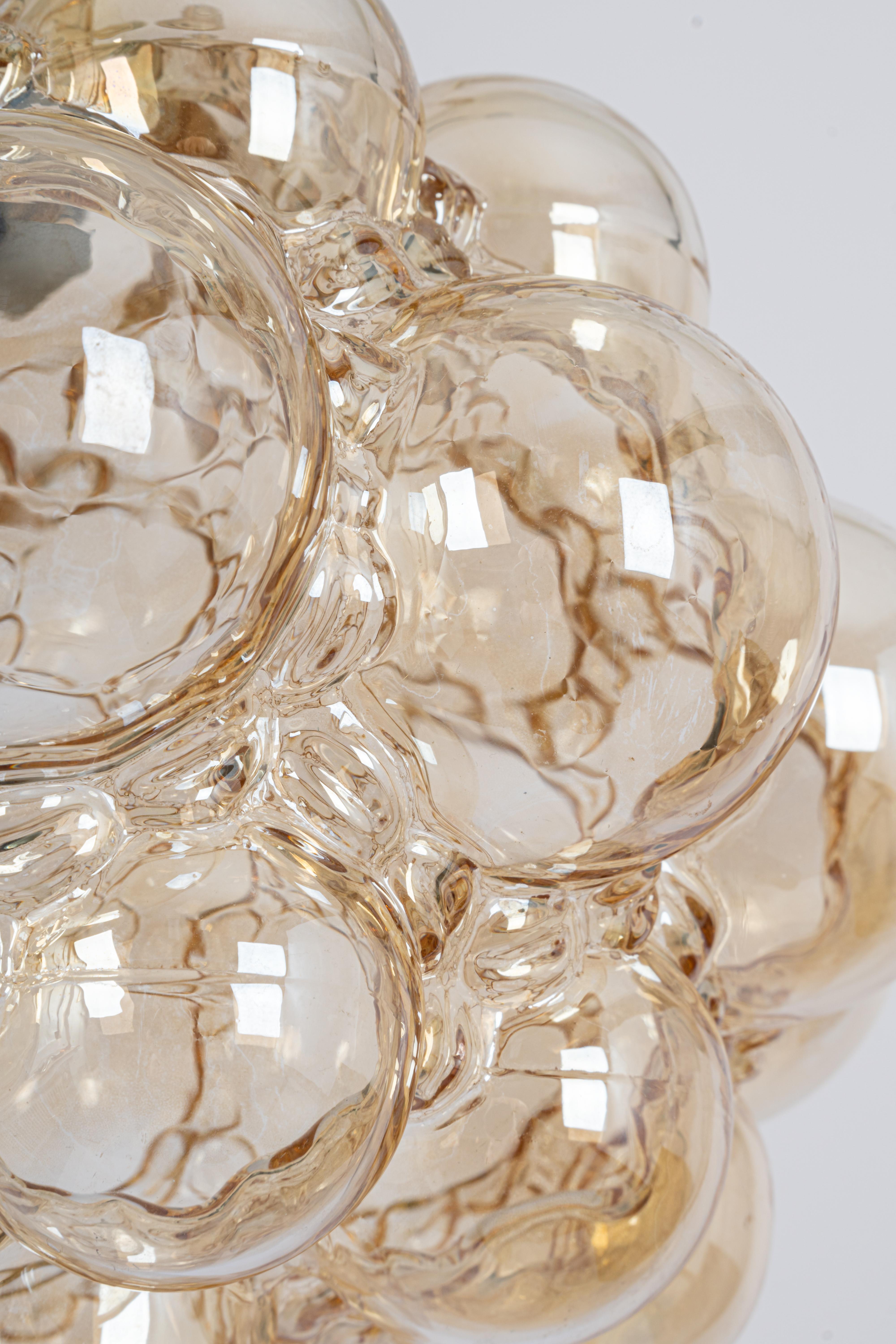 Large Amber Bubble Glass Pendant by Helena Tynell for Limburg, Germany, 1970s 4