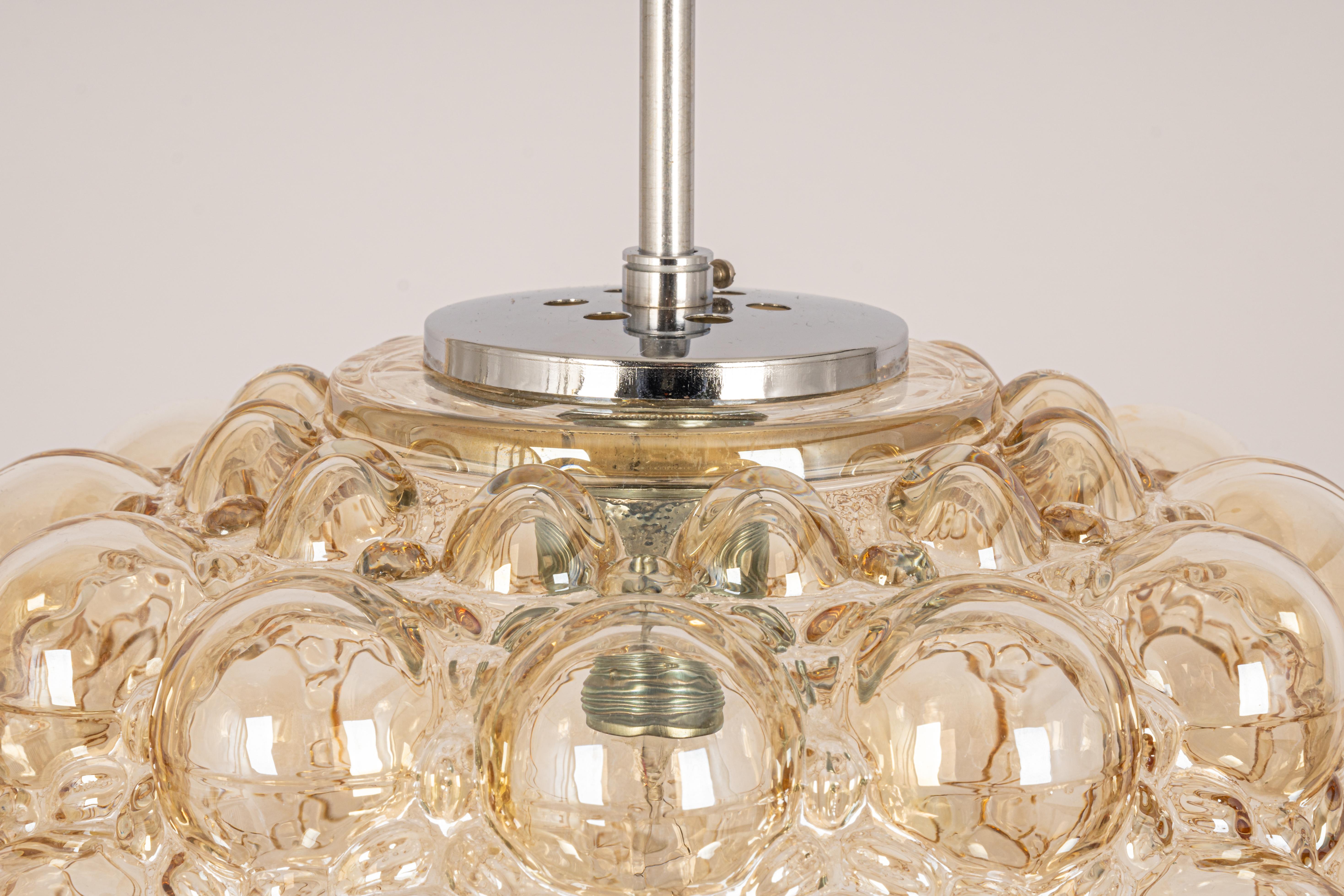 Large Amber Bubble Glass Pendant by Helena Tynell for Limburg, Germany, 1970s 5