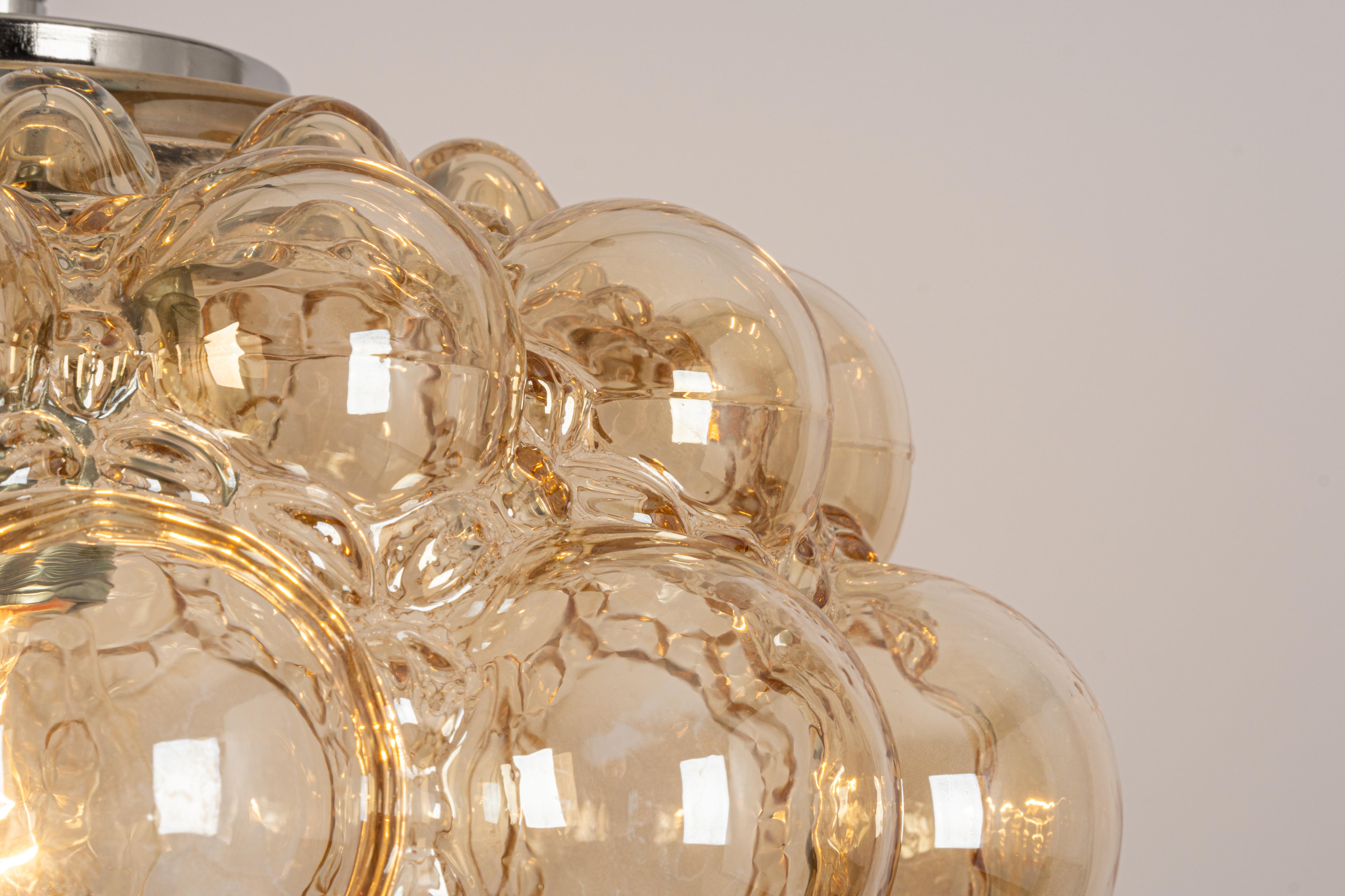 Large Amber Bubble Glass Pendant by Helena Tynell for Limburg, Germany, 1970s 6