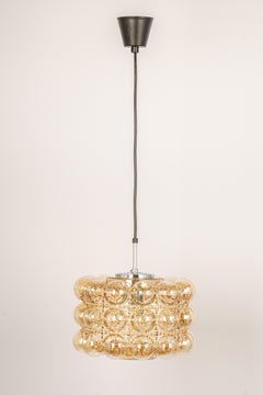 Large Amber Bubble Glass Pendant by Helena Tynell for Limburg, Germany, 1970s