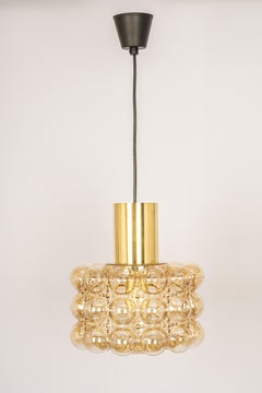 Large Amber Bubble Glass Pendant by Helena Tynell for Limburg, Germany, 1970s