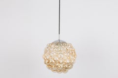 Large Amber Bubble Glass Pendant by Helena Tynell for Limburg, Germany, 1970s