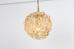 Large Amber Bubble Glass Pendant by Helena Tynell for Limburg, Germany, 1970s