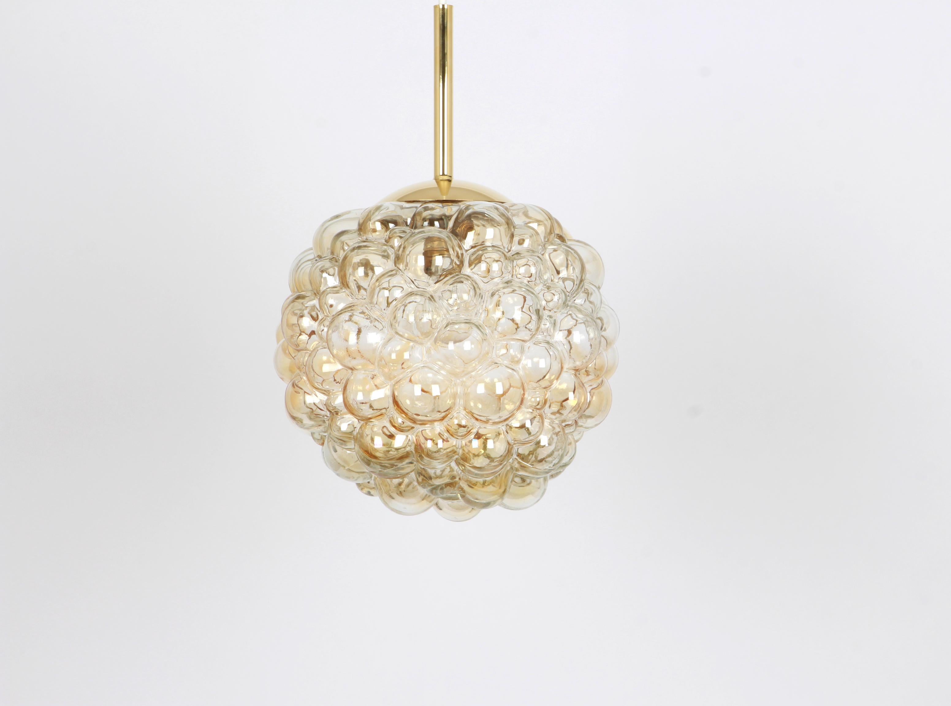 Mid-Century Modern Large Amber Bubble Glass Pendant by Helena Tynell for Limburg, Germany, 1970s